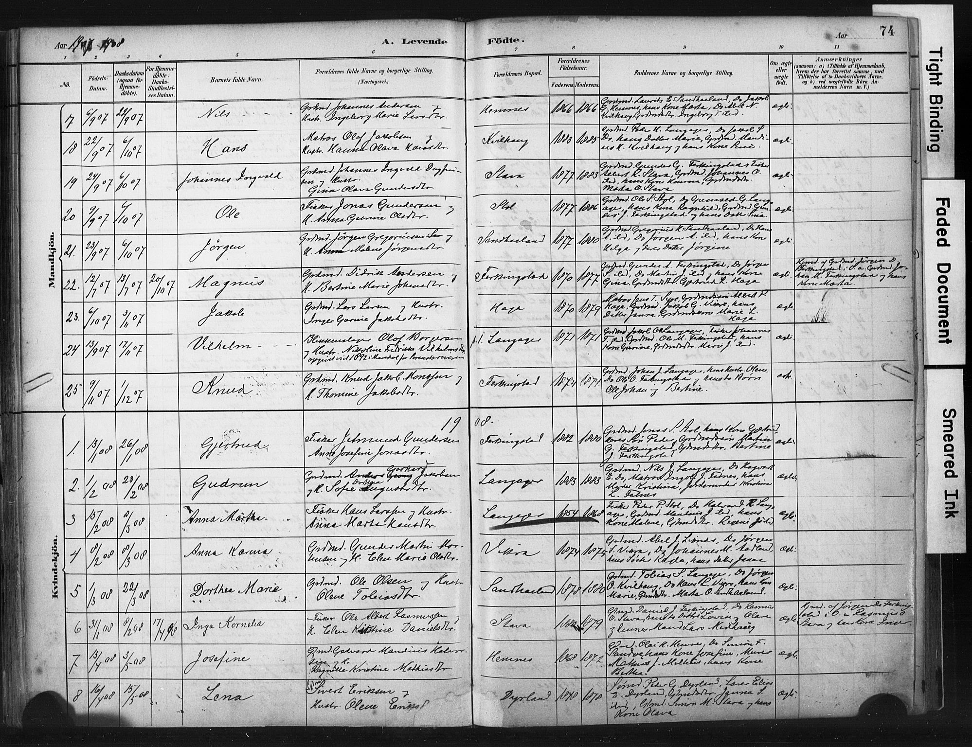 Skudenes sokneprestkontor, AV/SAST-A -101849/H/Ha/Haa/L0010: Ministerialbok nr. A 7, 1882-1912, s. 74