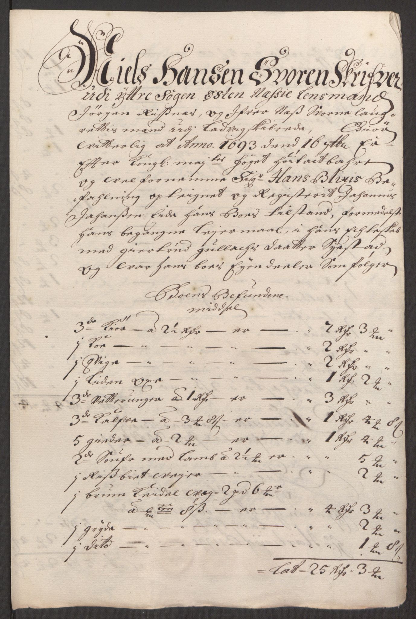 Rentekammeret inntil 1814, Reviderte regnskaper, Fogderegnskap, AV/RA-EA-4092/R52/L3307: Fogderegnskap Sogn, 1693-1694, s. 240