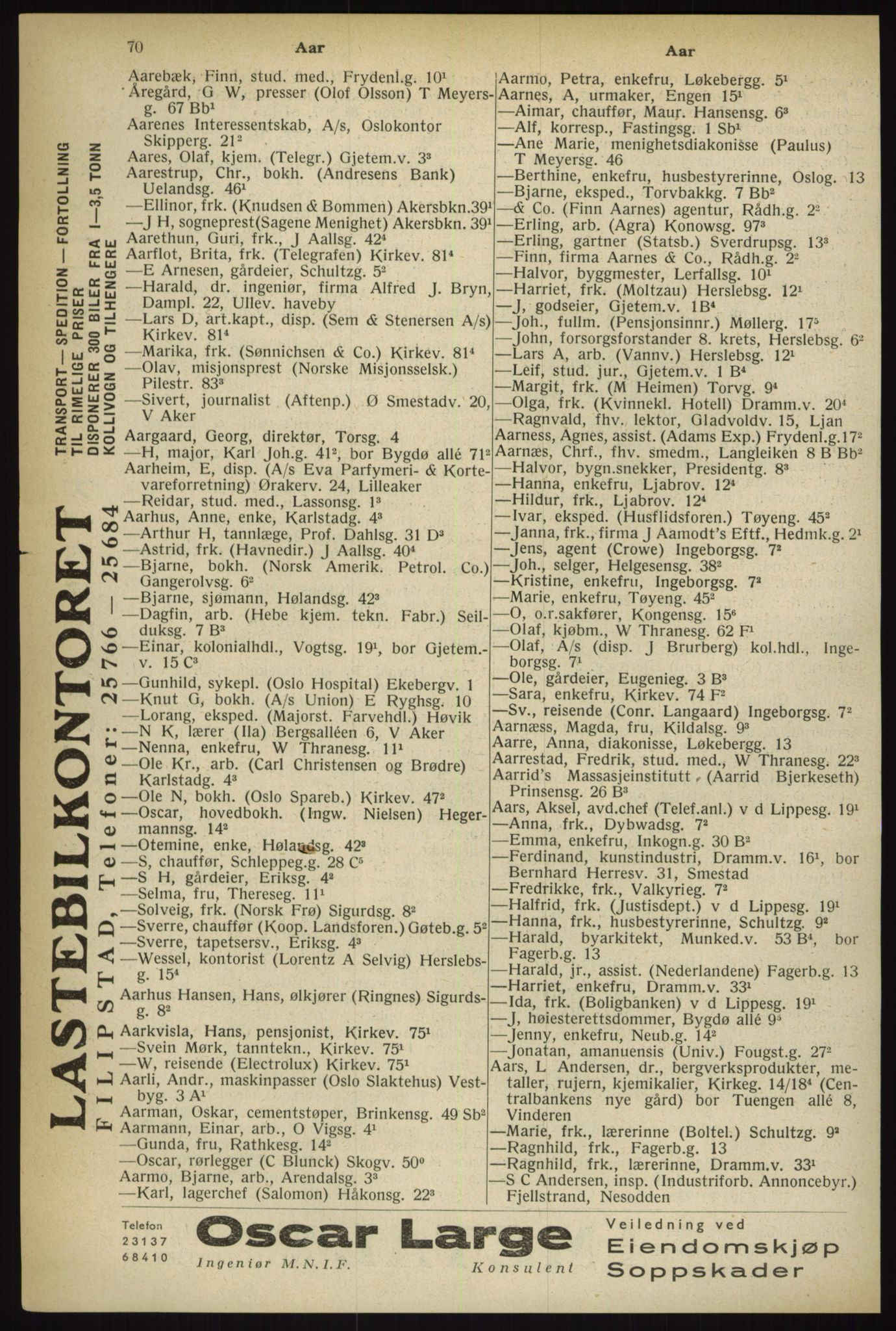 Kristiania/Oslo adressebok, PUBL/-, 1933, s. 70