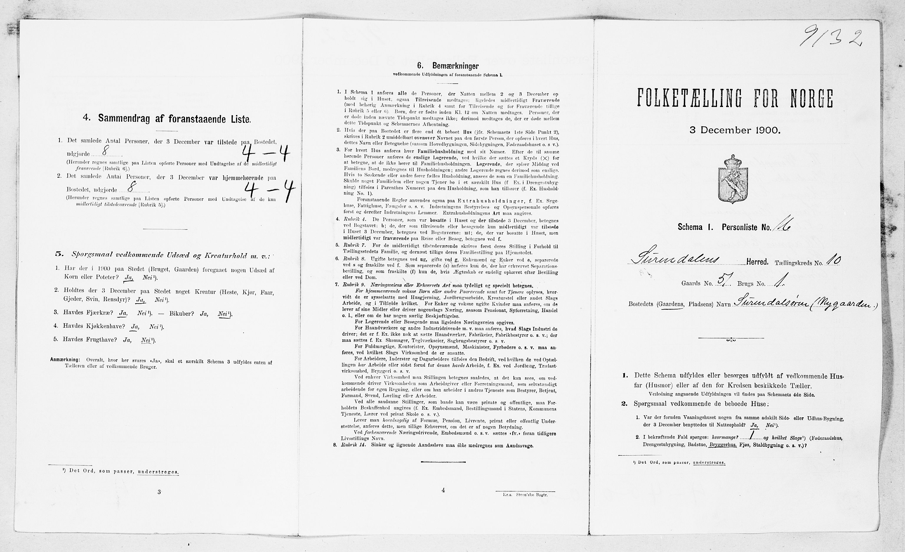 SAT, Folketelling 1900 for 1566 Surnadal herred, 1900, s. 934