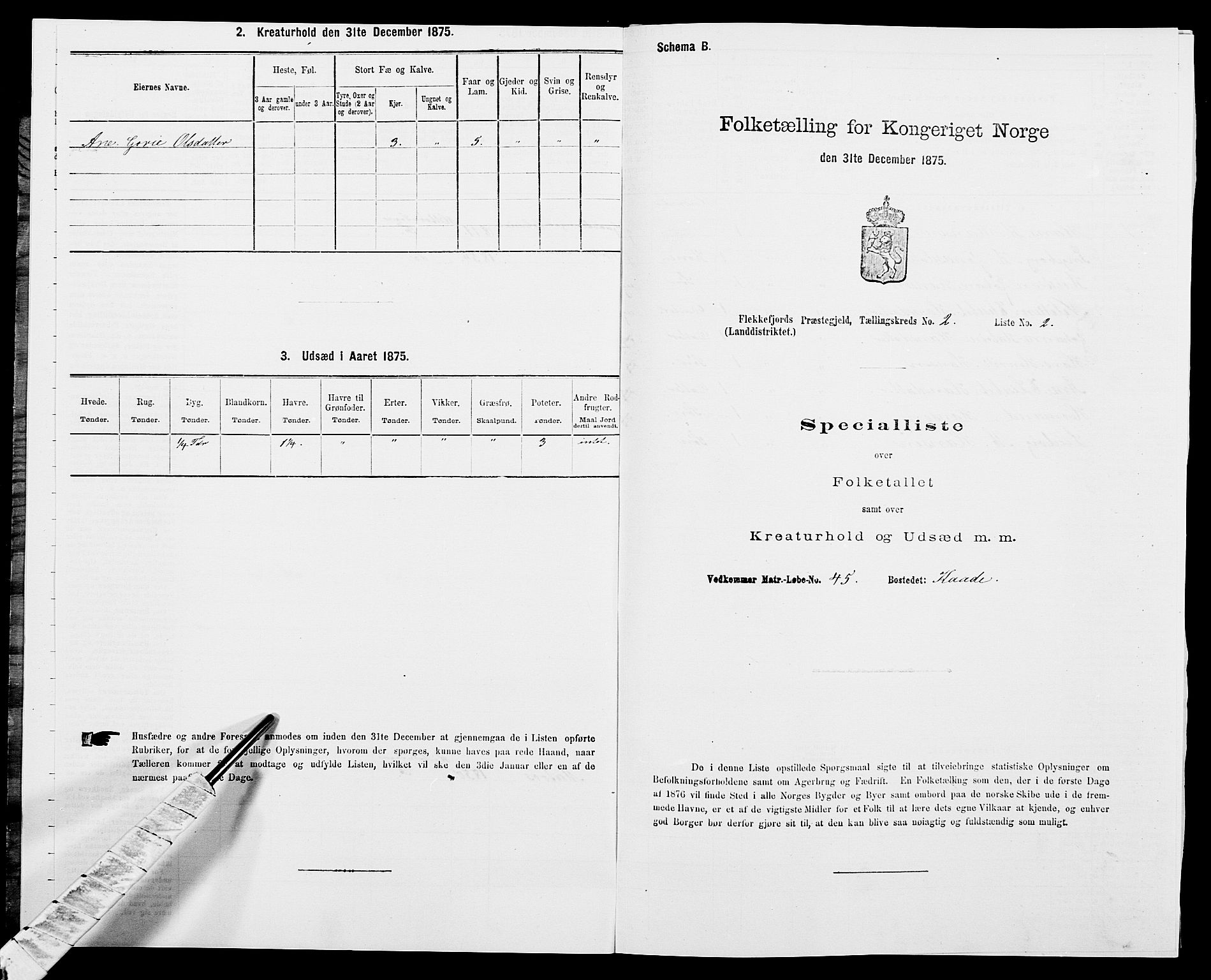 SAK, Folketelling 1875 for 1042L Flekkefjord prestegjeld, Nes sokn og Hidra sokn, 1875, s. 266