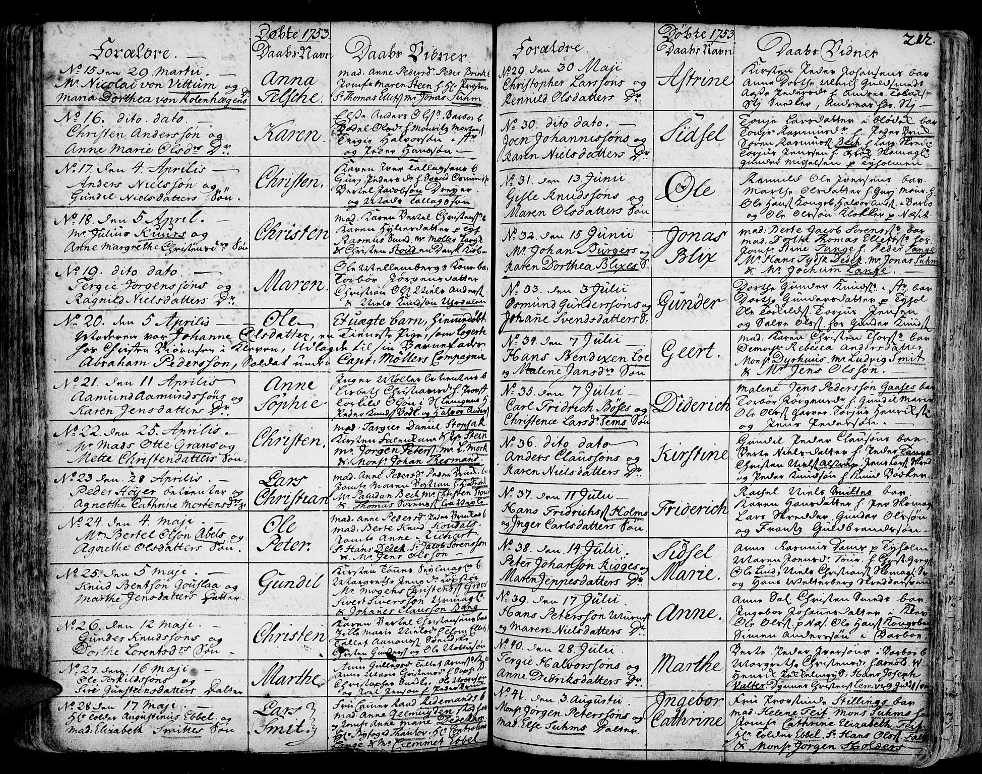 Arendal sokneprestkontor, Trefoldighet, AV/SAK-1111-0040/F/Fa/L0001: Ministerialbok nr. A 1, 1703-1815, s. 212