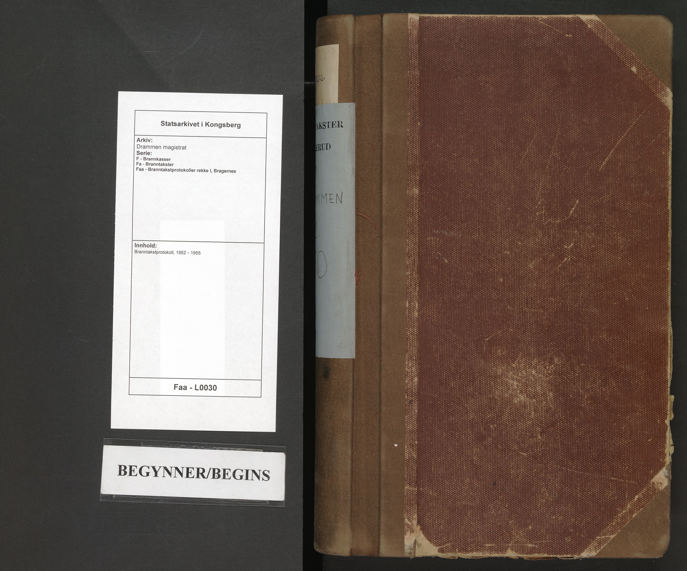 Drammen magistrat, AV/SAKO-A-846/F/Fa/Faa/L0030: Branntakstprotokoll, 1952-1955
