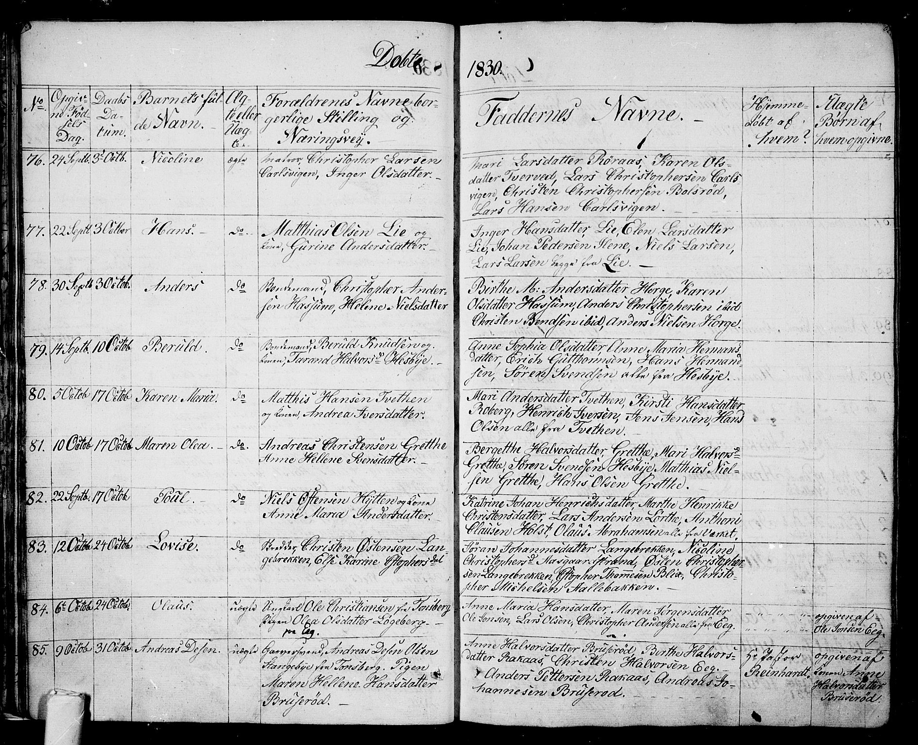Sem kirkebøker, AV/SAKO-A-5/F/Fa/L0005: Ministerialbok nr. I 5, 1825-1842, s. 61-62