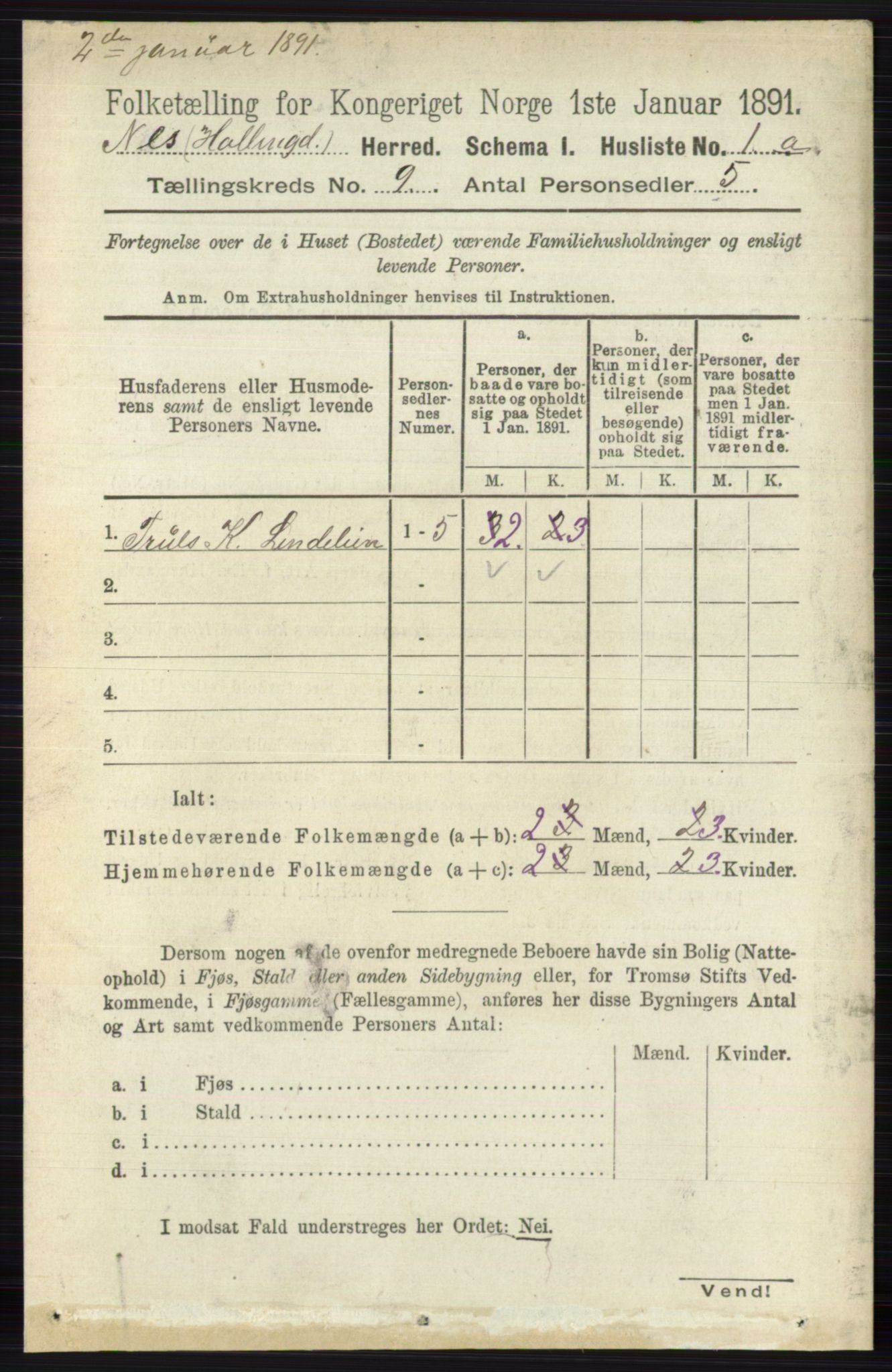 RA, Folketelling 1891 for 0616 Nes herred, 1891, s. 4281