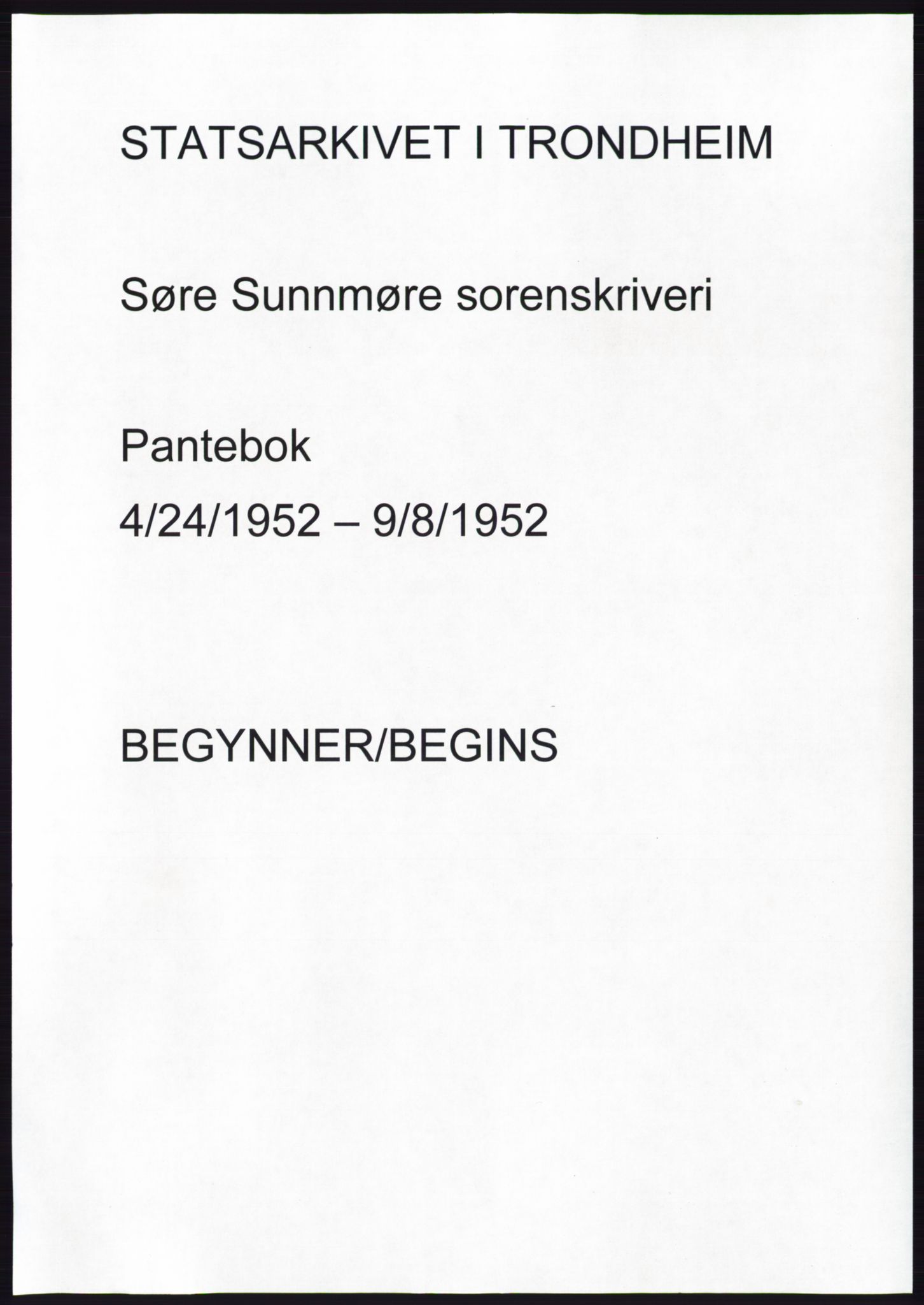 Søre Sunnmøre sorenskriveri, AV/SAT-A-4122/1/2/2C/L0092: Pantebok nr. 18A, 1952-1952
