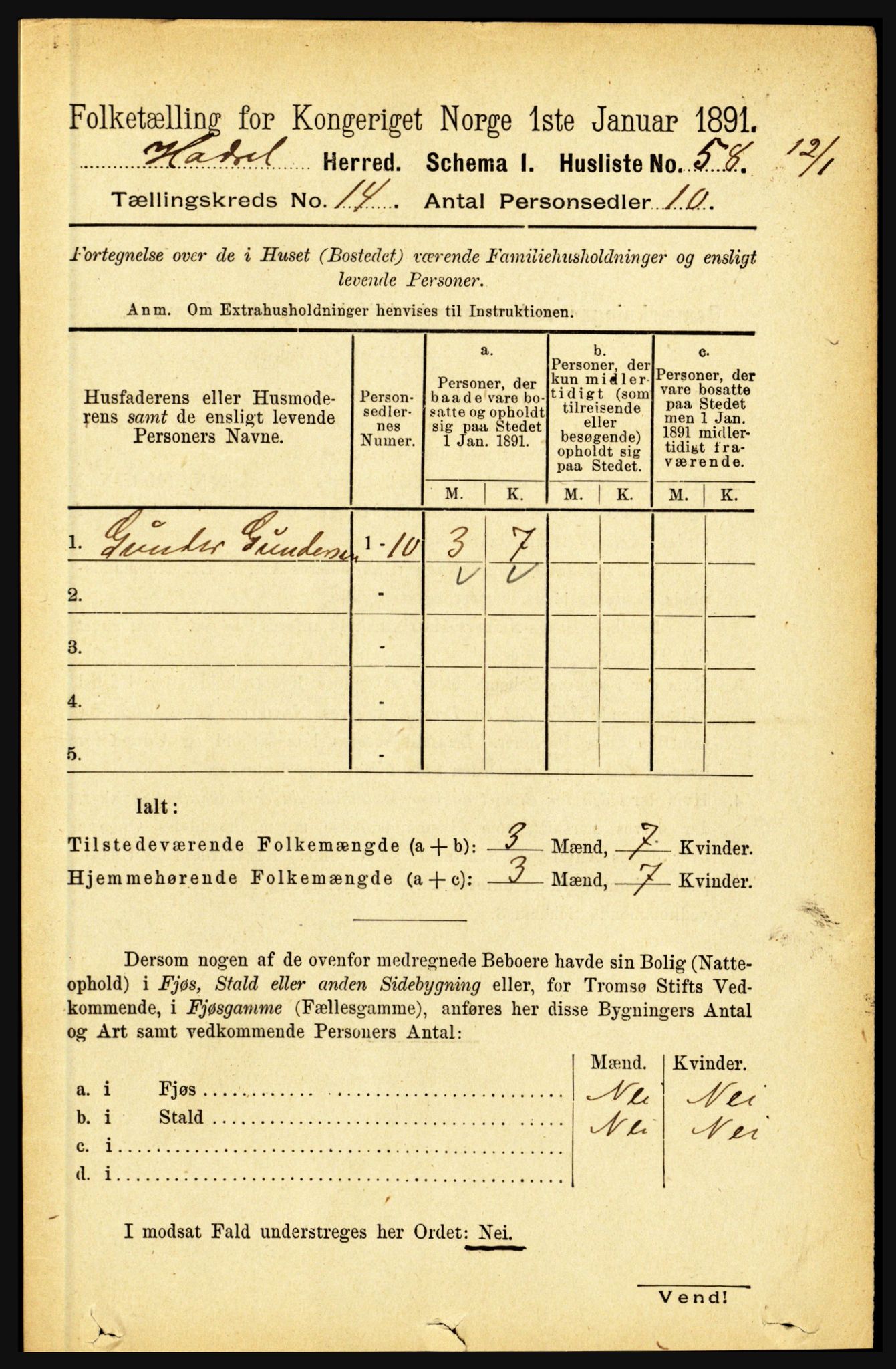 RA, Folketelling 1891 for 1866 Hadsel herred, 1891, s. 6311