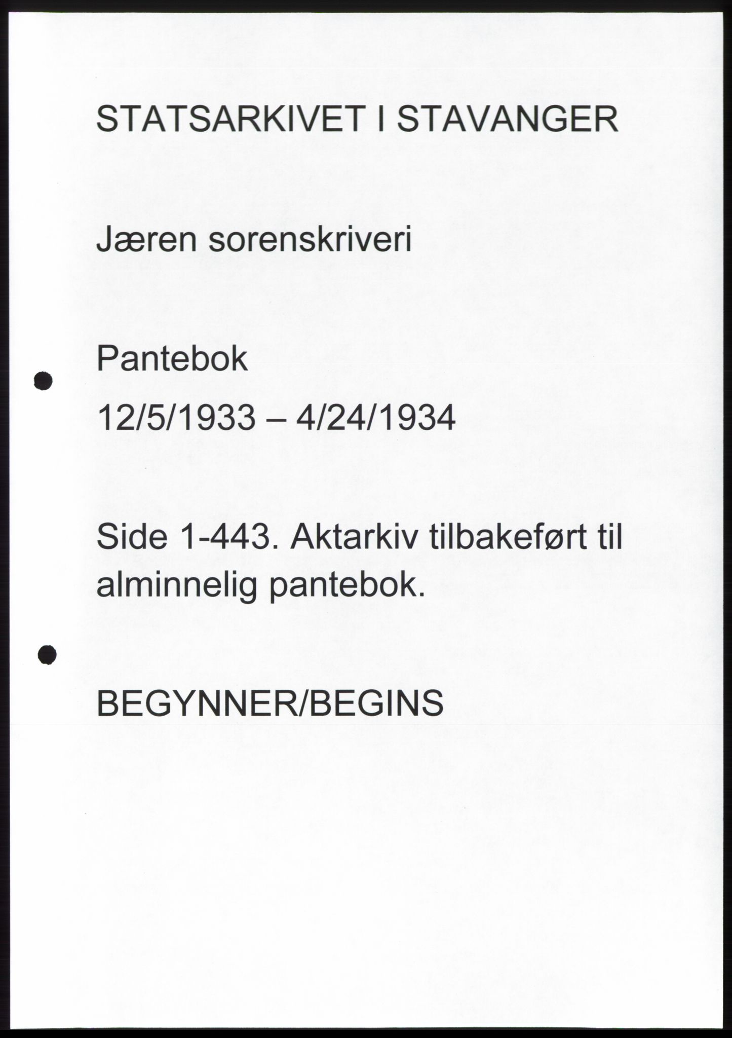 Jæren sorenskriveri, AV/SAST-A-100310/03/G/Gba/L0061: Pantebok nr. 63, 1933-1934
