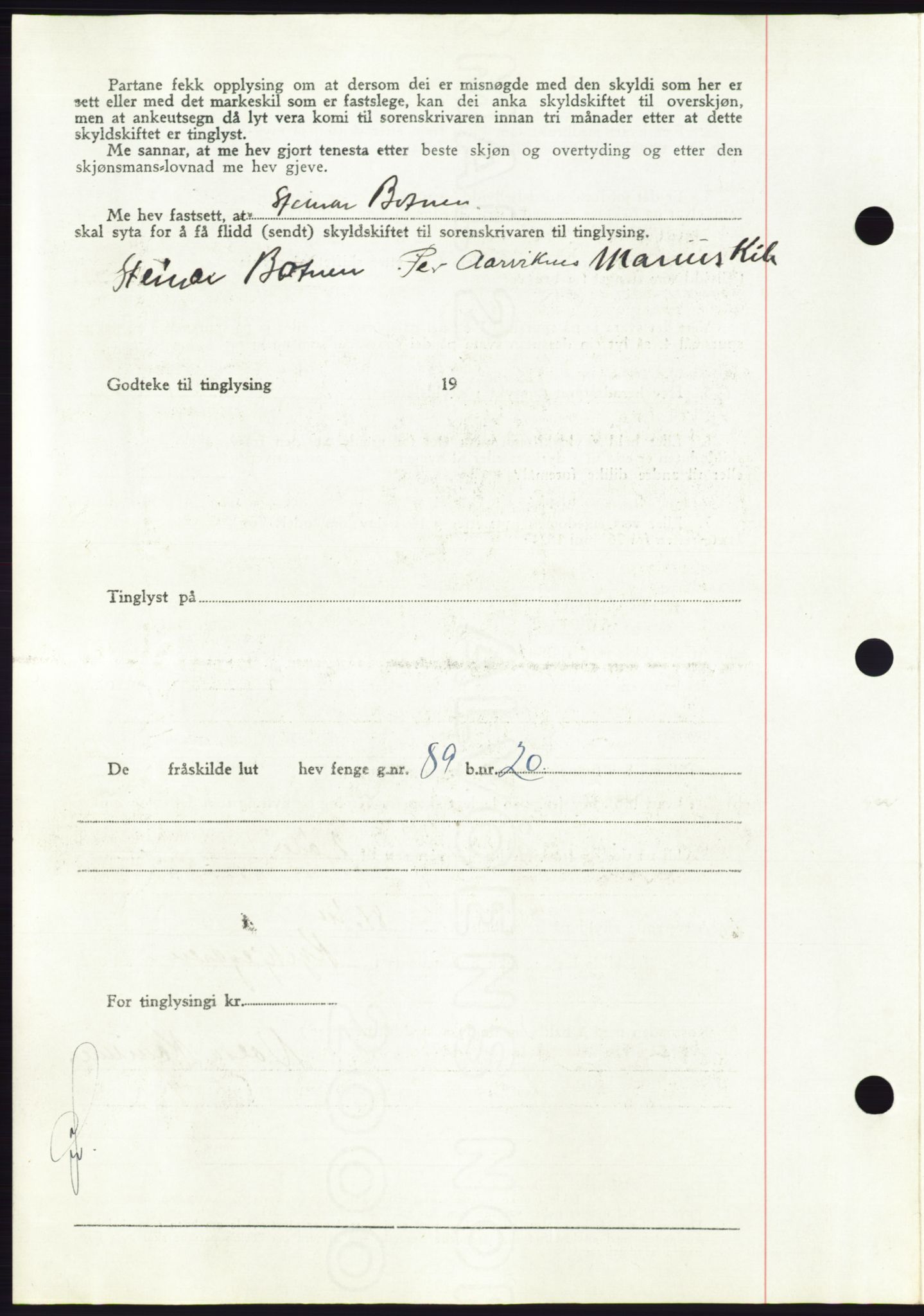 Søre Sunnmøre sorenskriveri, AV/SAT-A-4122/1/2/2C/L0086: Pantebok nr. 12A, 1949-1950, Dagboknr: 107/1950