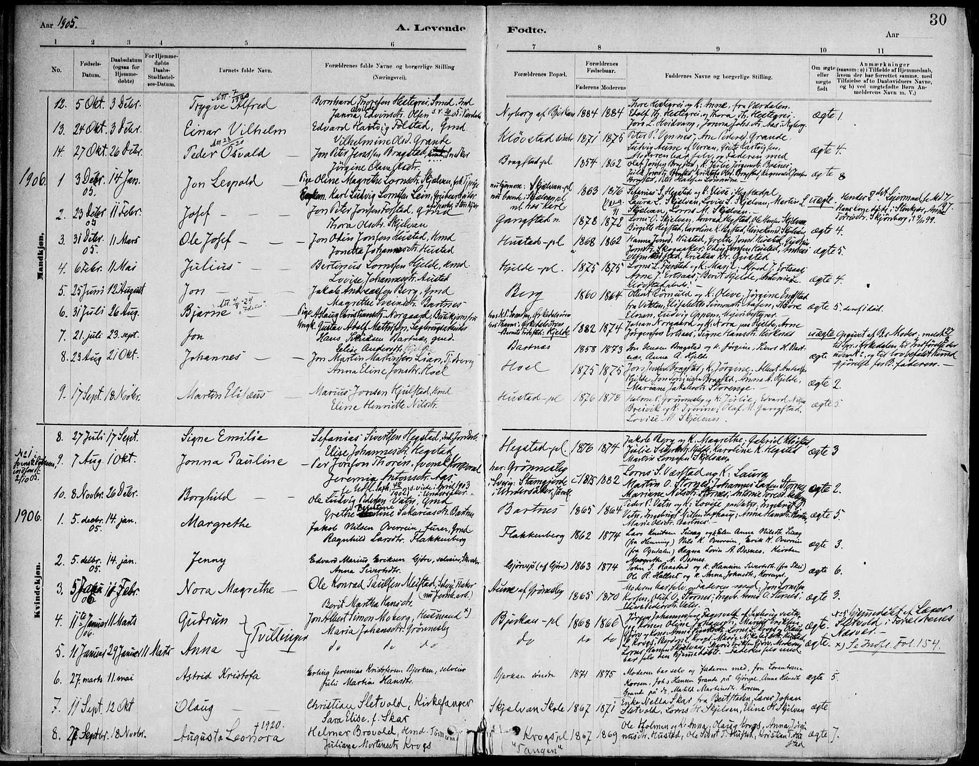 Ministerialprotokoller, klokkerbøker og fødselsregistre - Nord-Trøndelag, SAT/A-1458/732/L0316: Ministerialbok nr. 732A01, 1879-1921, s. 30