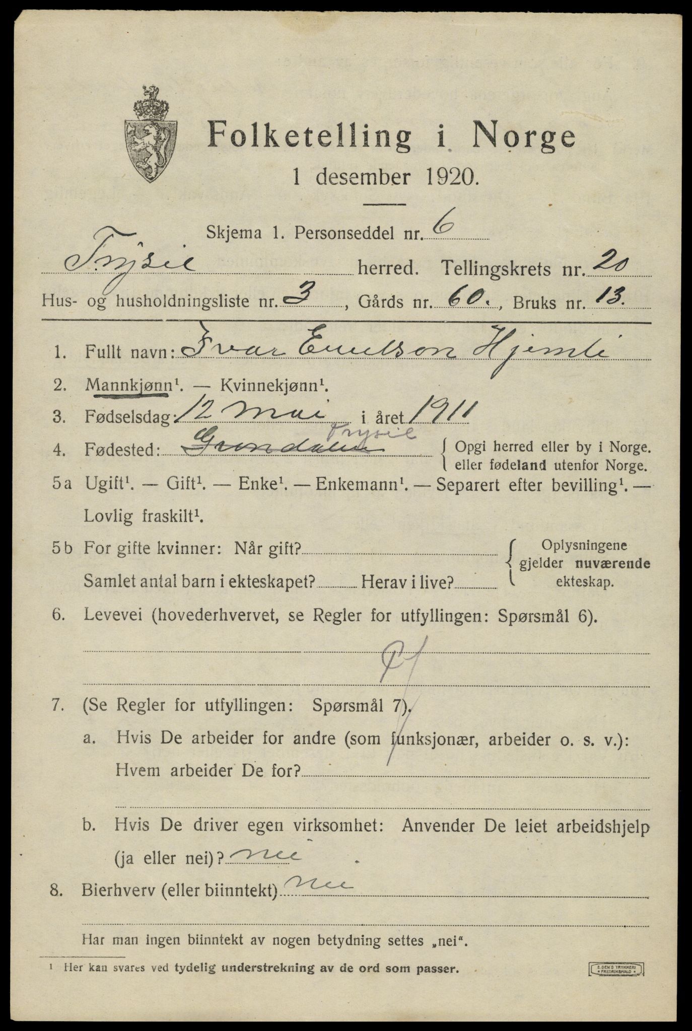 SAH, Folketelling 1920 for 0428 Trysil herred, 1920, s. 13035