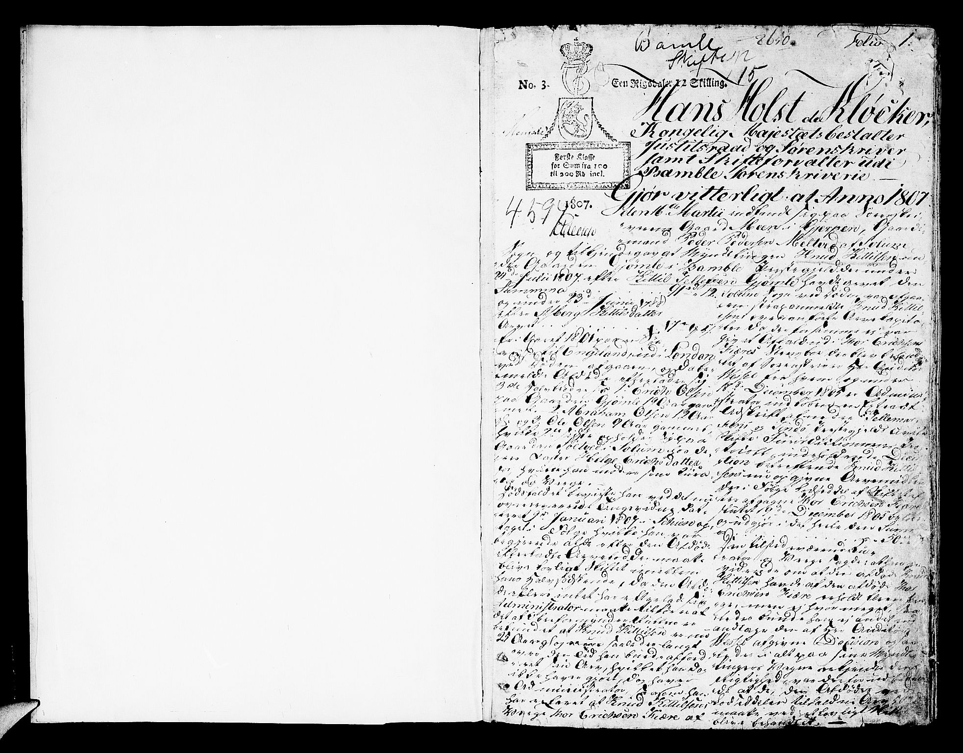 Bamble sorenskriveri, AV/SAKO-A-214/H/Hb/Hba/Hbaa/L0014: Skifteprotokoll, 1807-1810, s. 0b-1a