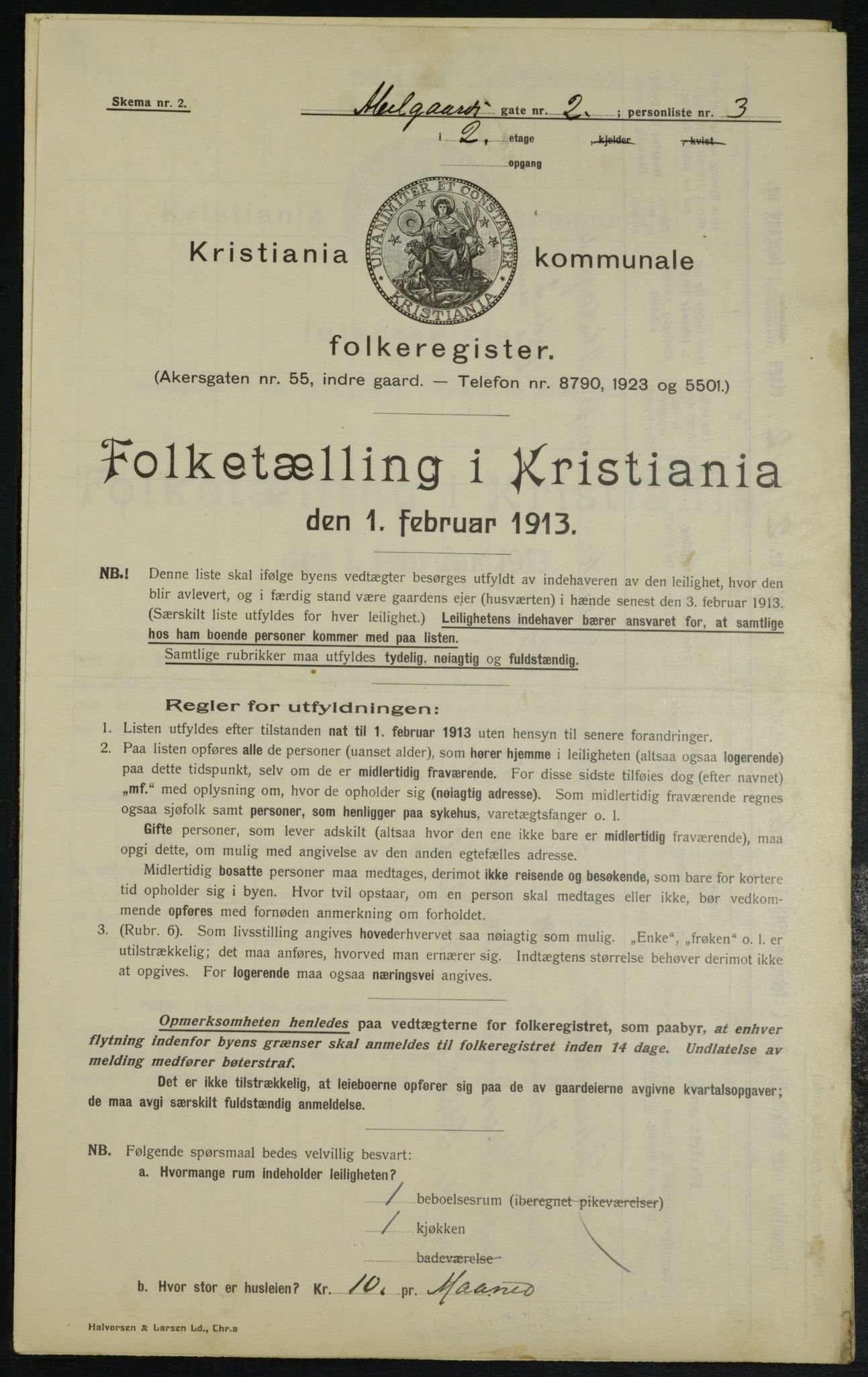 OBA, Kommunal folketelling 1.2.1913 for Kristiania, 1913, s. 11