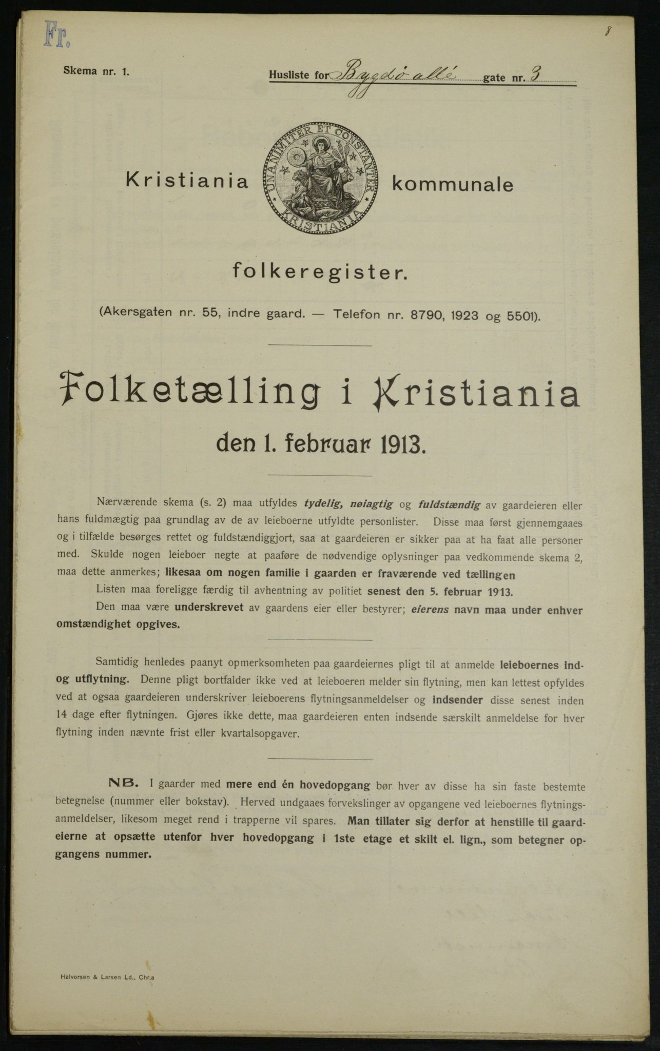 OBA, Kommunal folketelling 1.2.1913 for Kristiania, 1913, s. 10187