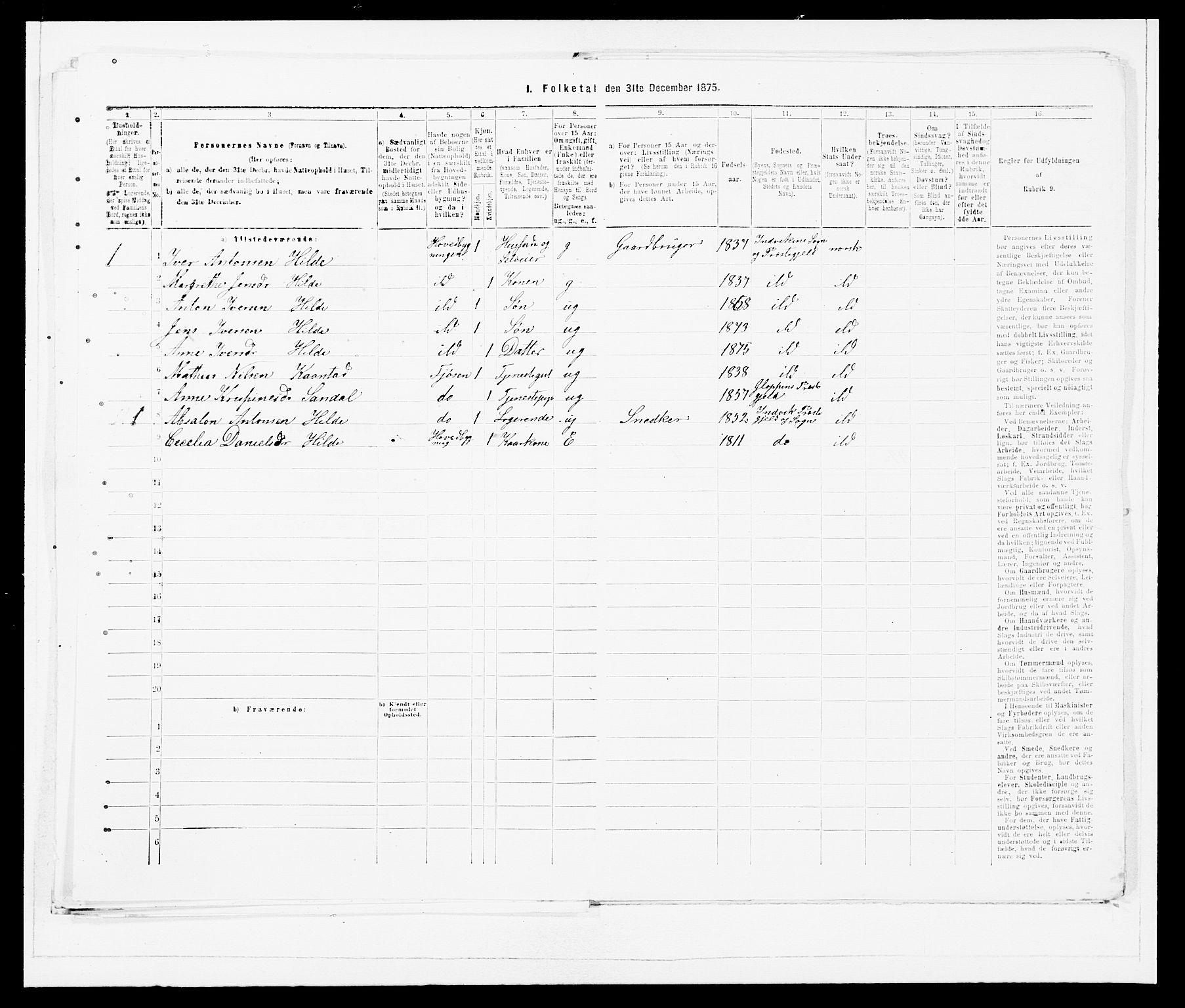 SAB, Folketelling 1875 for 1447P Innvik prestegjeld, 1875, s. 42