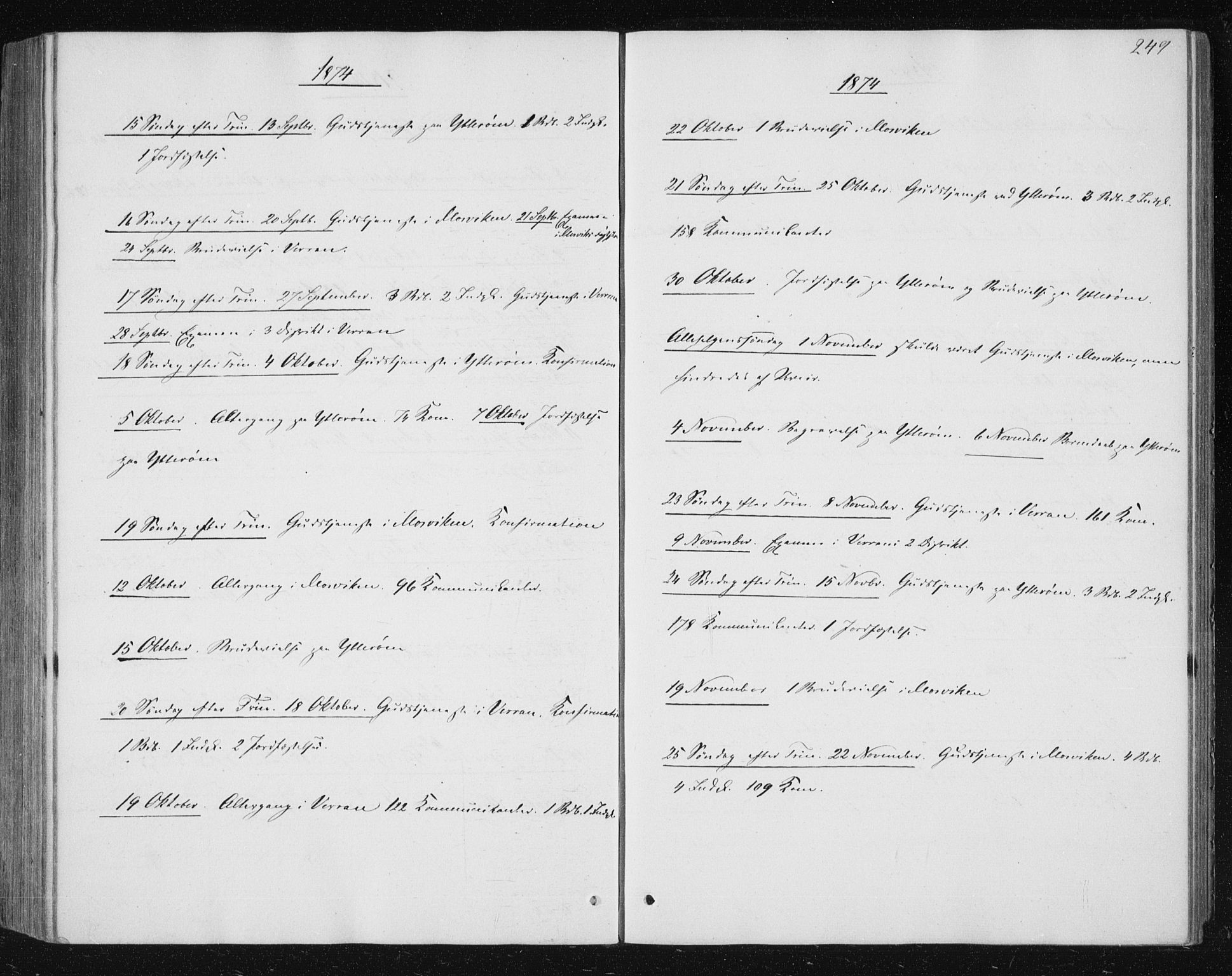 Ministerialprotokoller, klokkerbøker og fødselsregistre - Nord-Trøndelag, AV/SAT-A-1458/722/L0219: Ministerialbok nr. 722A06, 1868-1880, s. 249