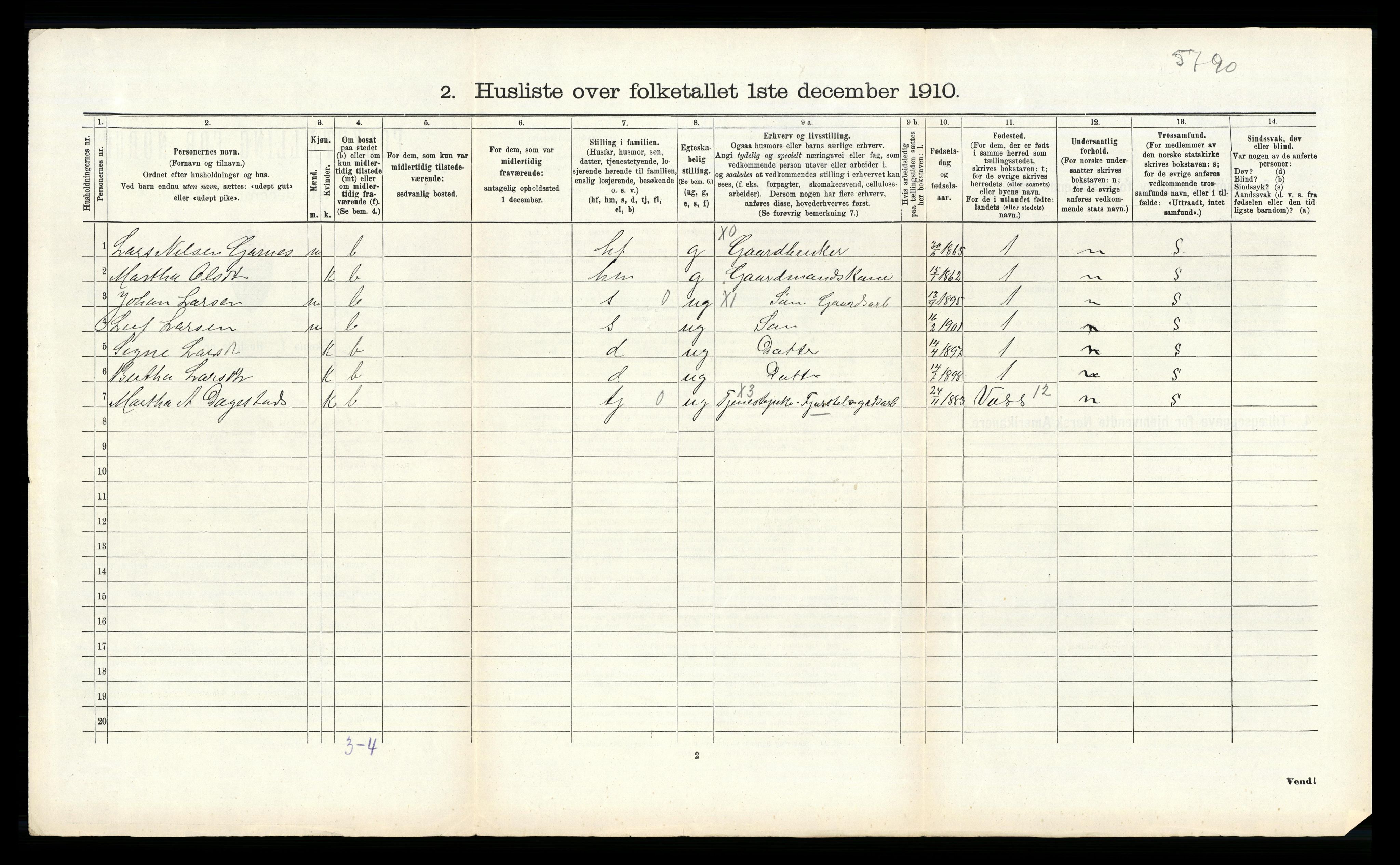 RA, Folketelling 1910 for 1250 Haus herred, 1910, s. 947