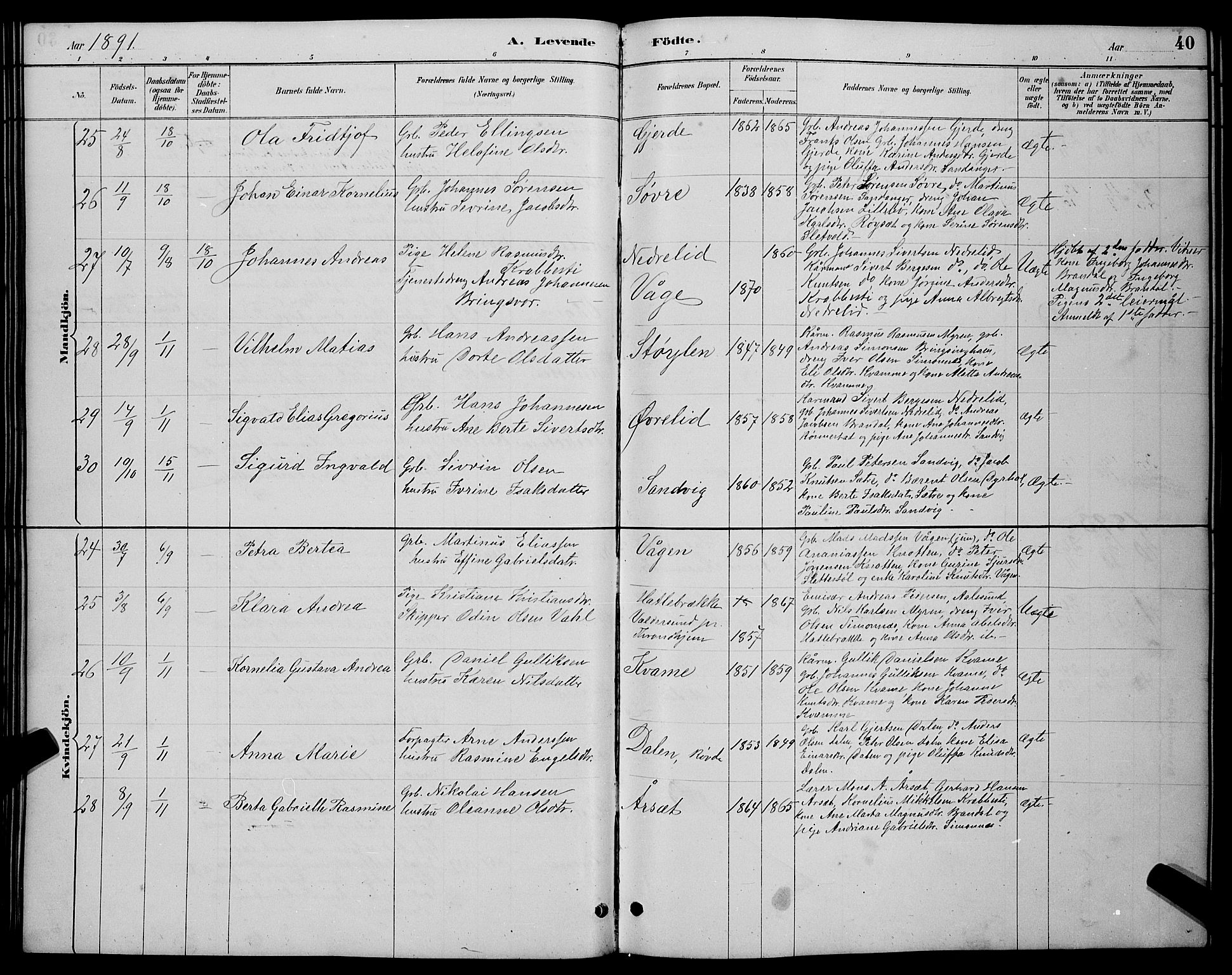 Ministerialprotokoller, klokkerbøker og fødselsregistre - Møre og Romsdal, AV/SAT-A-1454/503/L0048: Klokkerbok nr. 503C03, 1885-1893, s. 40