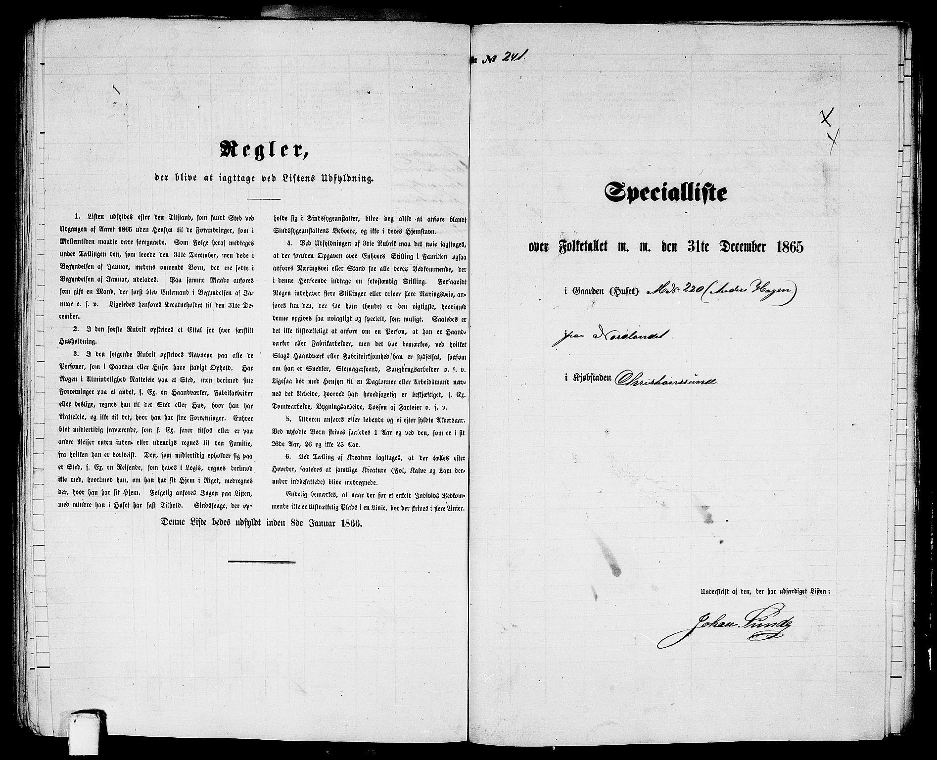 RA, Folketelling 1865 for 1503B Kristiansund prestegjeld, Kristiansund kjøpstad, 1865, s. 491