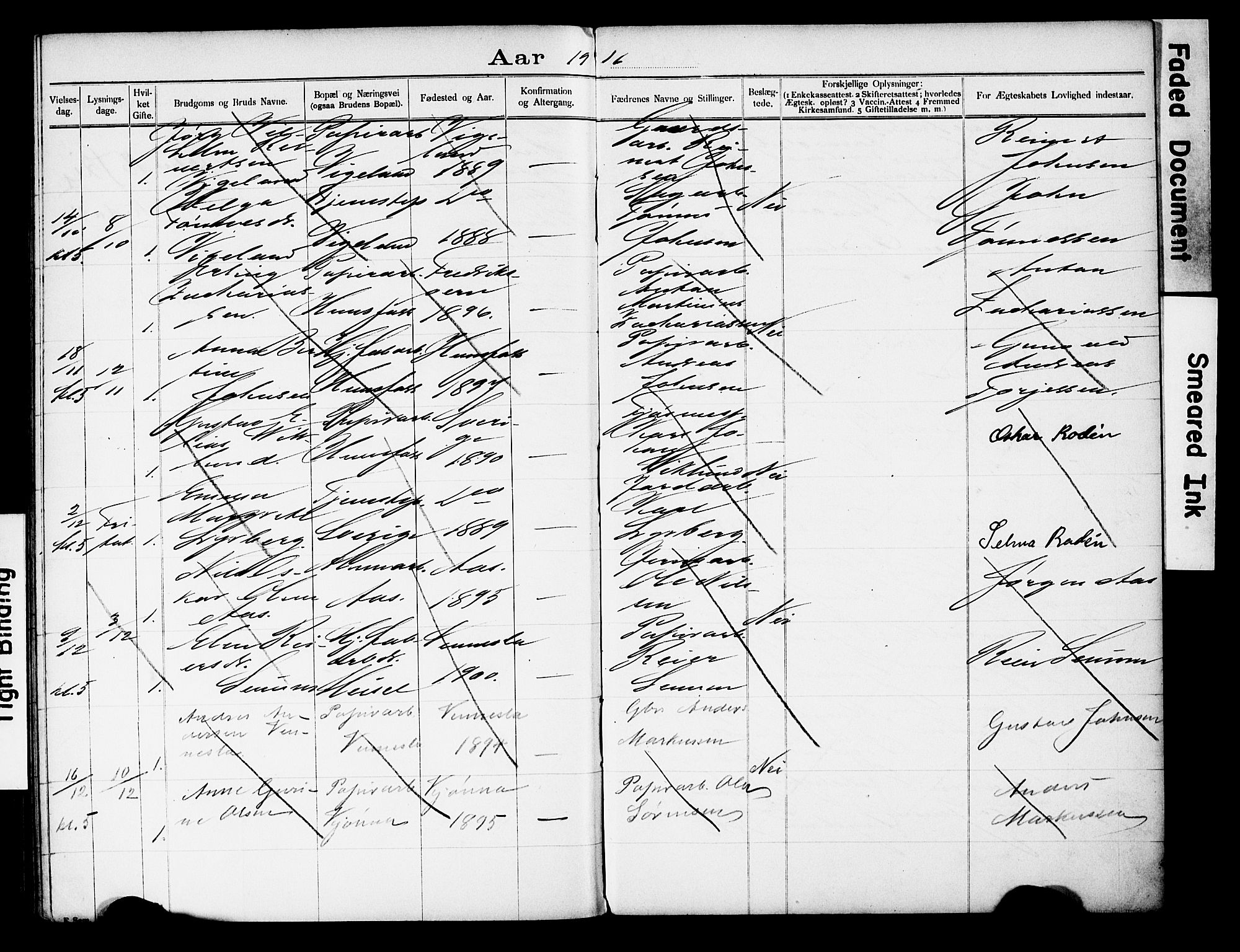 Vennesla sokneprestkontor, AV/SAK-1111-0045/J/L0032/0004: Lysningsprotokoll nr. II 5 2, 1892-1917, s. 89