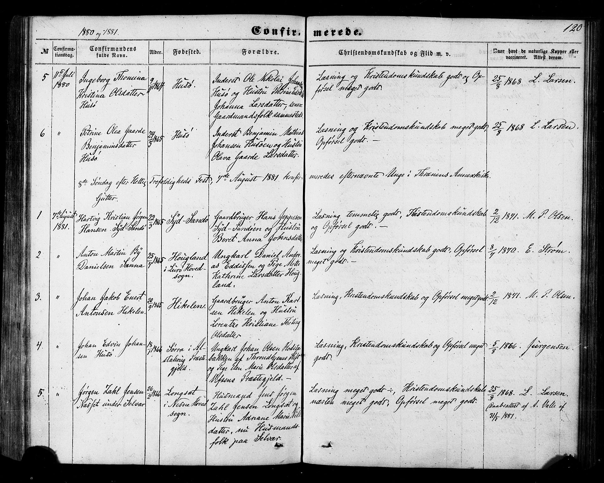 Ministerialprotokoller, klokkerbøker og fødselsregistre - Nordland, AV/SAT-A-1459/840/L0579: Ministerialbok nr. 840A01, 1863-1887, s. 120