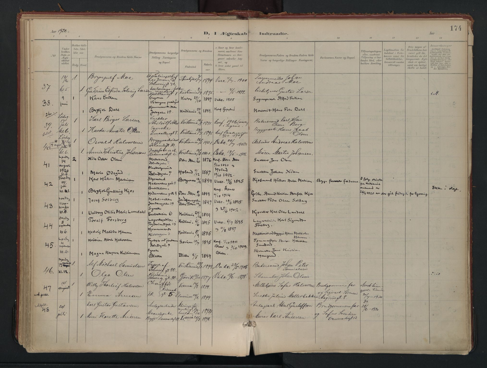 Vålerengen prestekontor Kirkebøker, AV/SAO-A-10878/F/Fa/L0002: Ministerialbok nr. 2, 1899-1924, s. 174