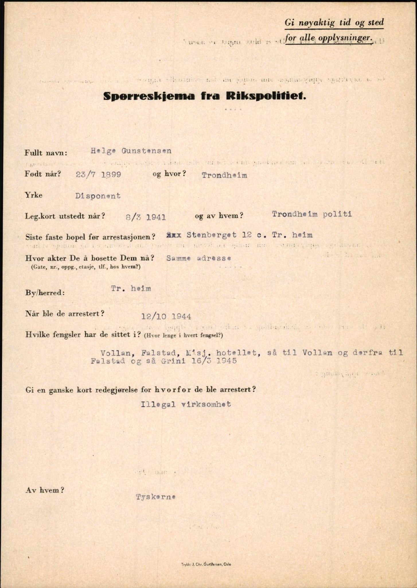 Rikspolitisjefen, AV/RA-S-1560/L/L0005: Gidske, Peder Martin -  Hansell, Georg, 1940-1945, s. 665