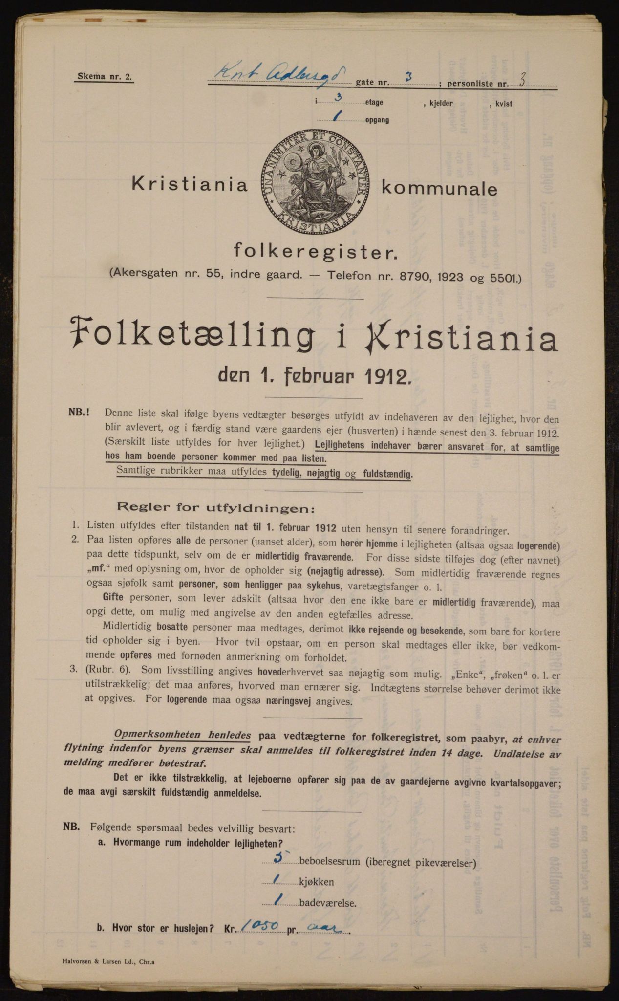 OBA, Kommunal folketelling 1.2.1912 for Kristiania, 1912, s. 13522