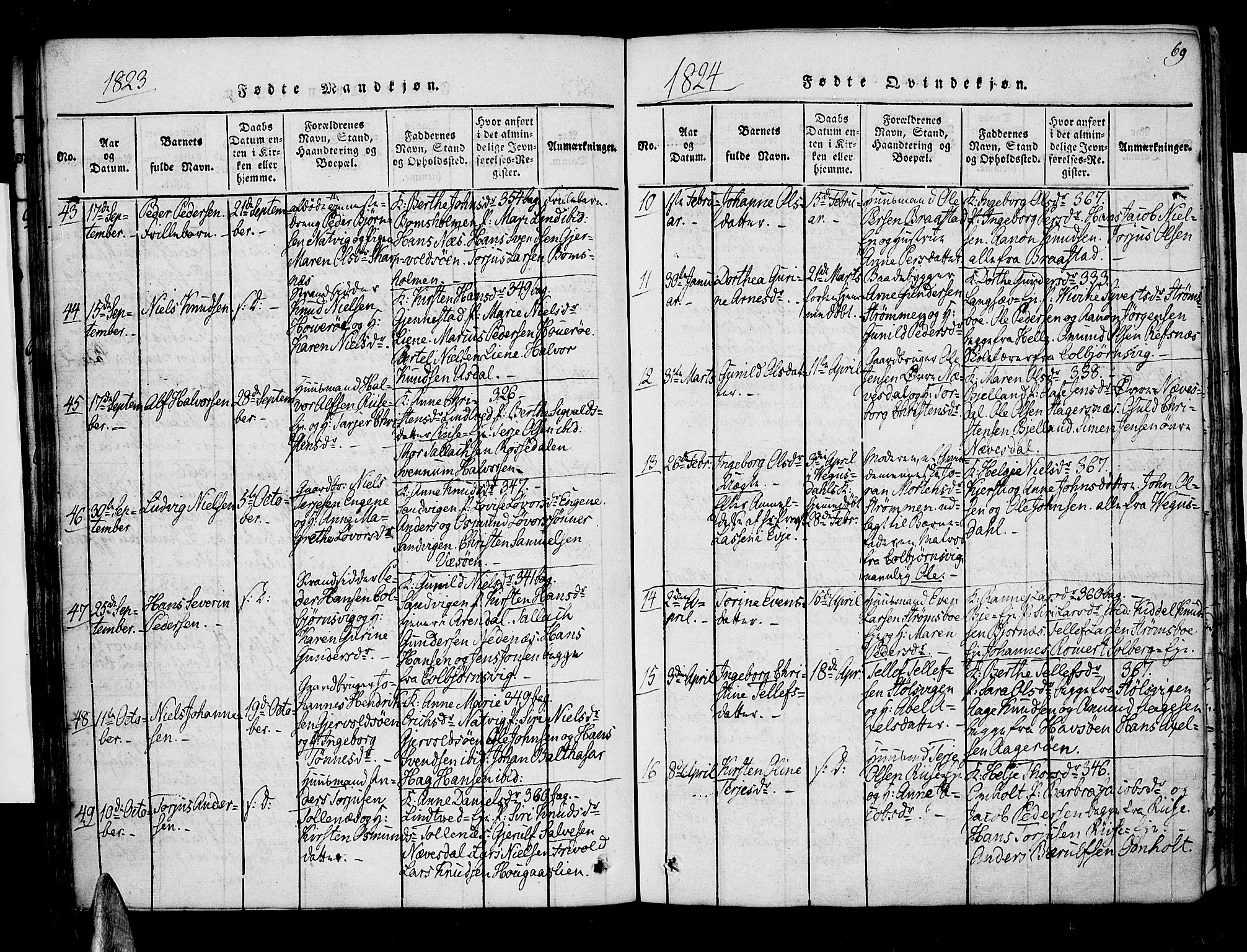 Øyestad sokneprestkontor, AV/SAK-1111-0049/F/Fa/L0012: Ministerialbok nr. A 12, 1816-1827, s. 69