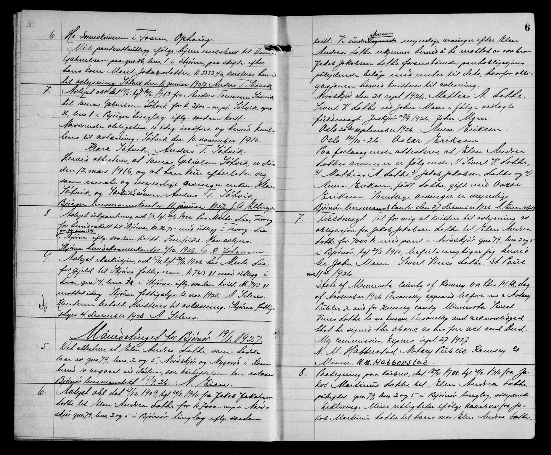 Fosen sorenskriveri, AV/SAT-A-1107/1/2/2C/L0064: Pantebok nr. 55, 1927-1930, s. 6
