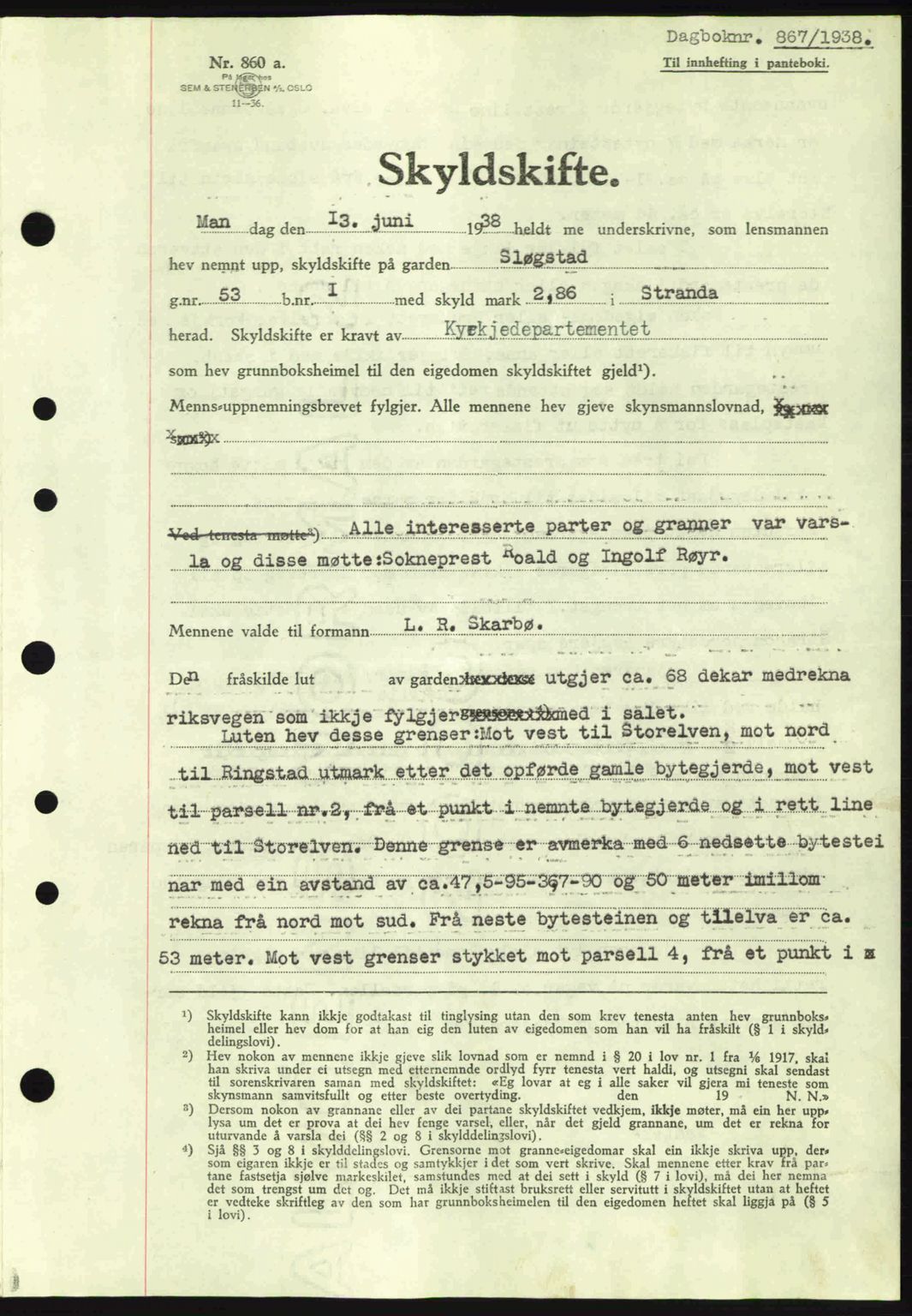 Nordre Sunnmøre sorenskriveri, AV/SAT-A-0006/1/2/2C/2Ca: Pantebok nr. A4, 1937-1938, Dagboknr: 867/1938