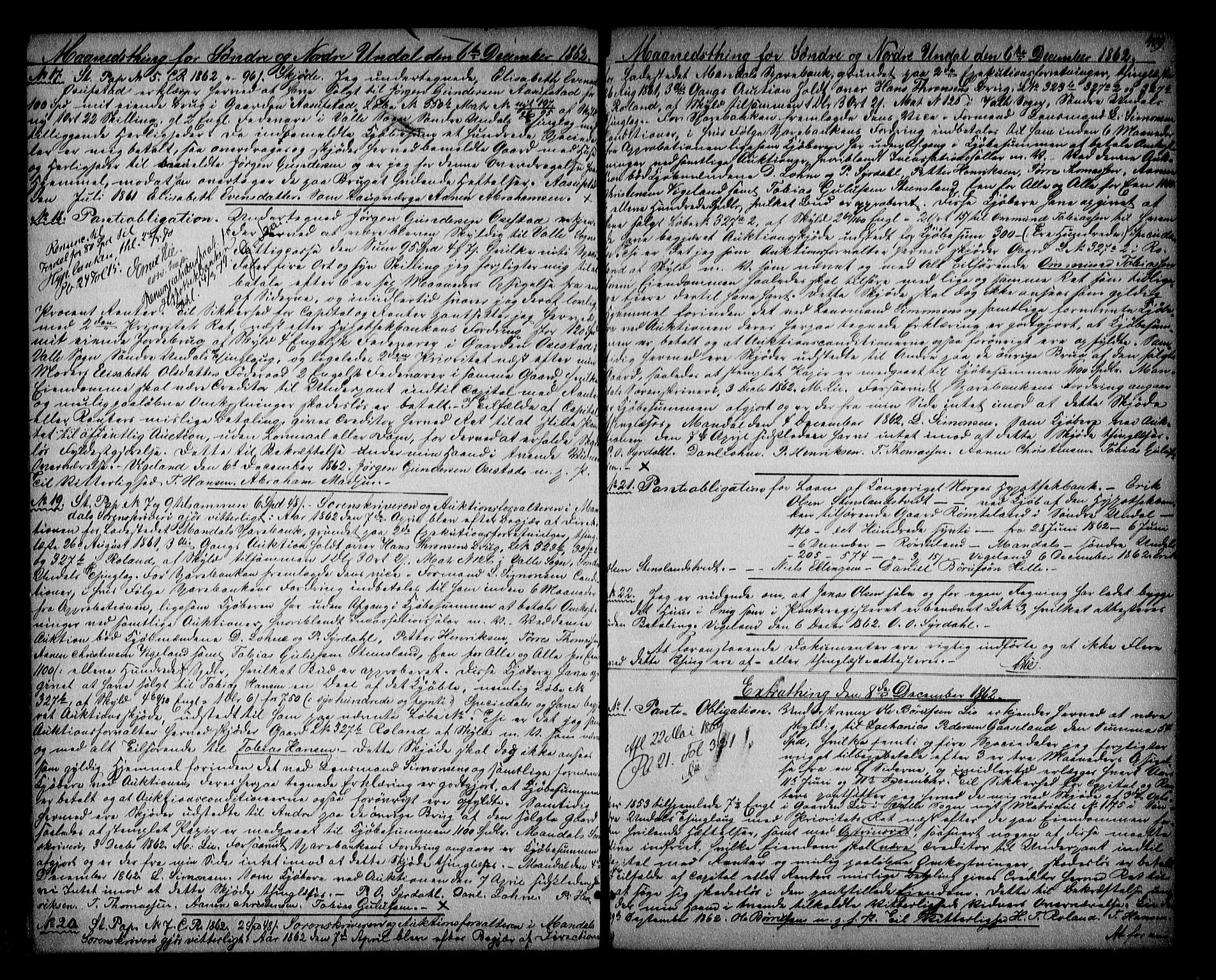Mandal sorenskriveri, SAK/1221-0005/001/G/Gb/Gba/L0038: Pantebok nr. 19, 1853-1863, s. 409