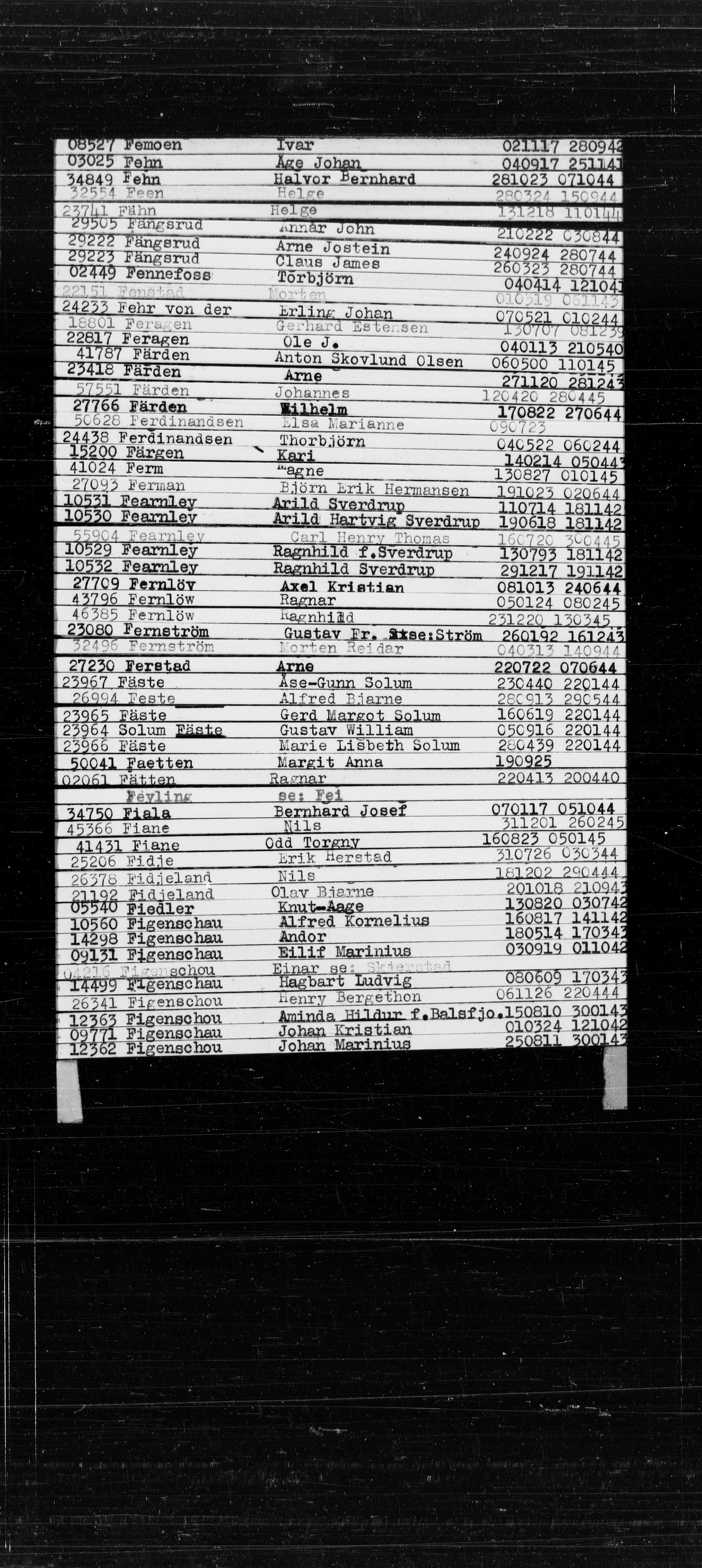 Den Kgl. Norske Legasjons Flyktningskontor, AV/RA-S-6753/V/Va/L0022: Kjesäterkartoteket.  Alfabetisk register, A-Å., 1940-1945, s. 190