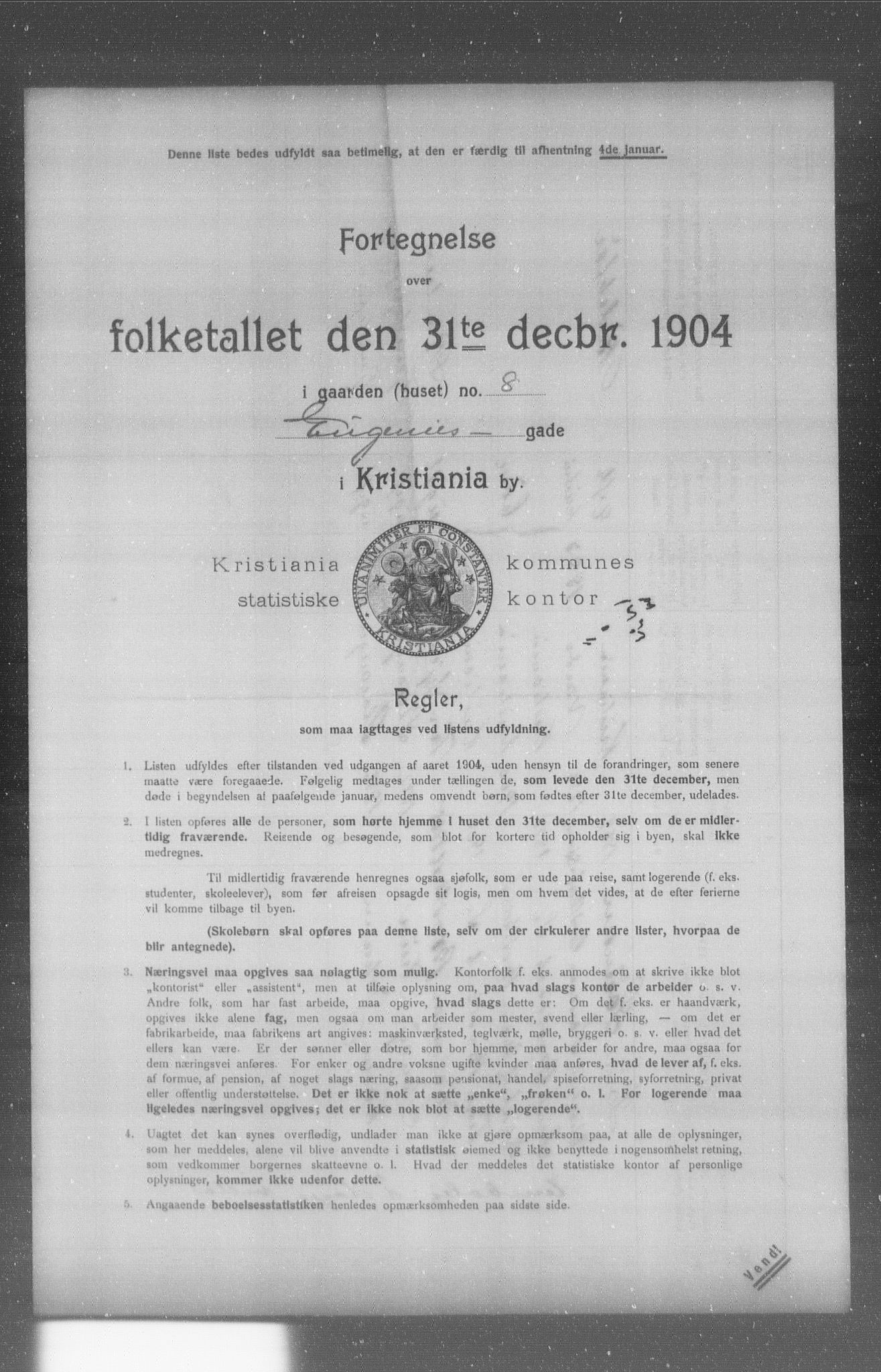 OBA, Kommunal folketelling 31.12.1904 for Kristiania kjøpstad, 1904, s. 4638