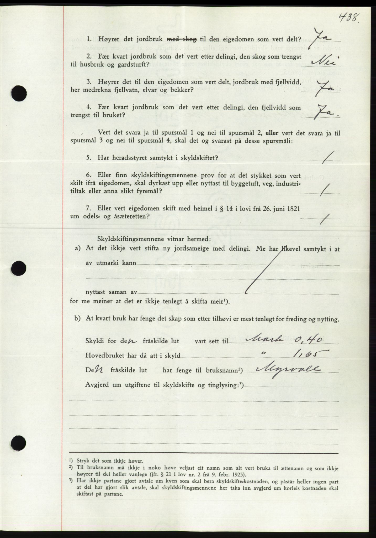 Søre Sunnmøre sorenskriveri, AV/SAT-A-4122/1/2/2C/L0070: Pantebok nr. 64, 1940-1941, Dagboknr: 1187/1940