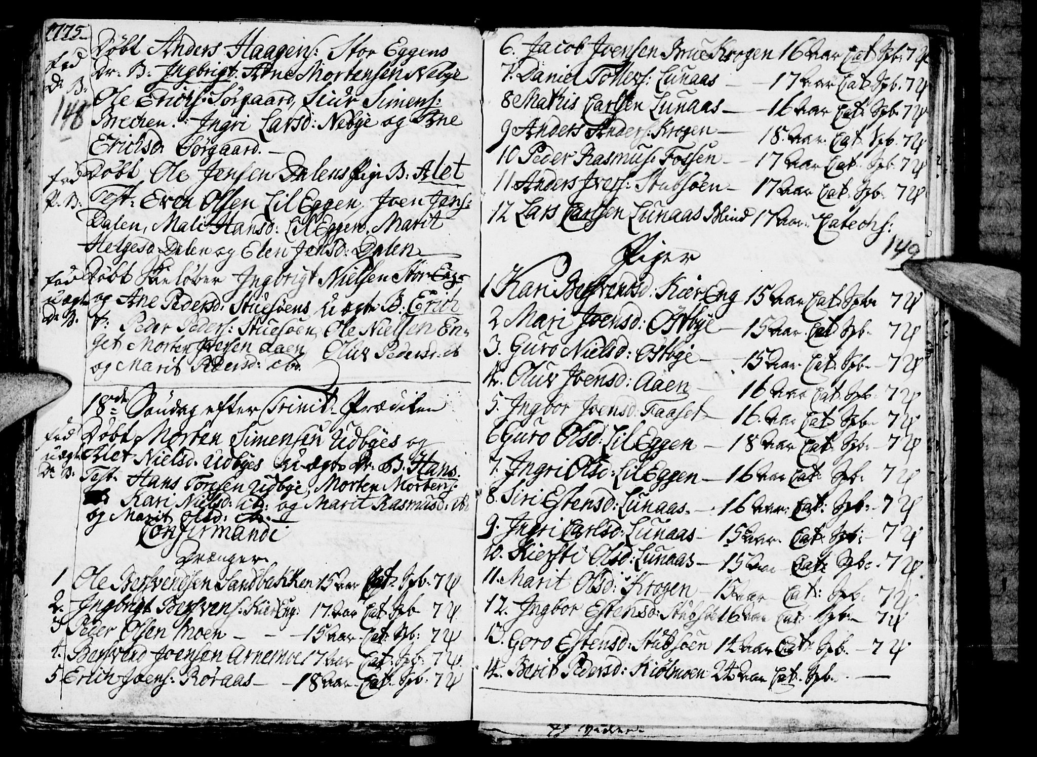 Tynset prestekontor, AV/SAH-PREST-058/H/Ha/Haa/L0008: Ministerialbok nr. 8, 1767-1778, s. 148-149