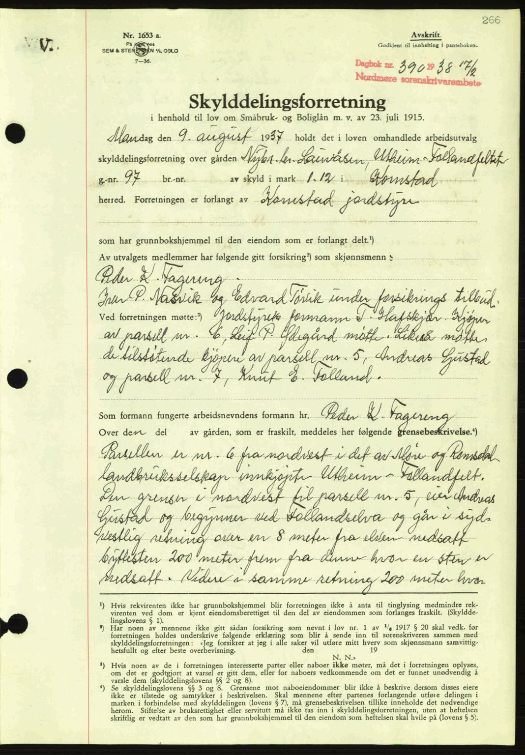 Nordmøre sorenskriveri, SAT/A-4132/1/2/2Ca: Pantebok nr. A83, 1938-1938, Dagboknr: 390/1938