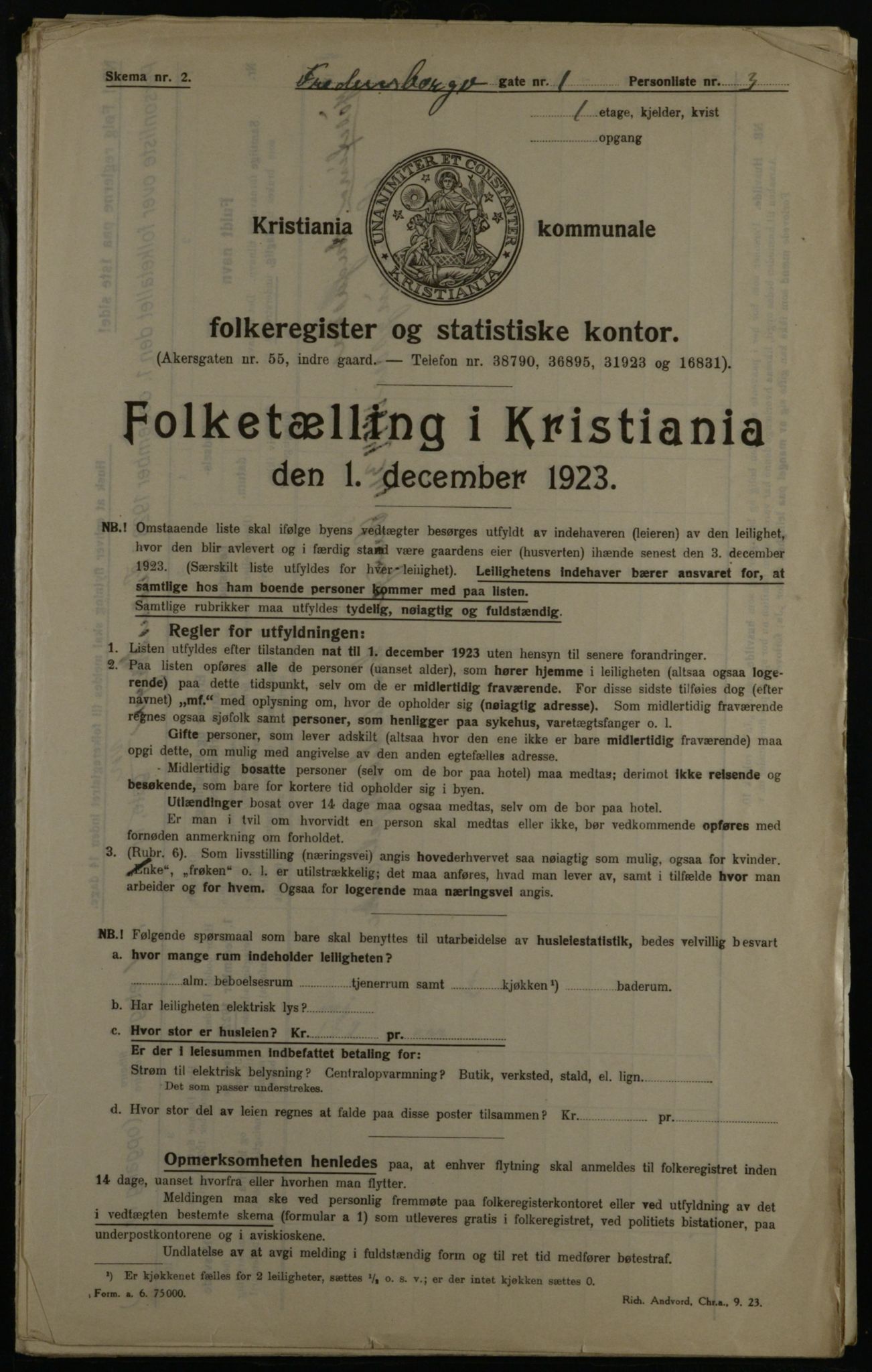 OBA, Kommunal folketelling 1.12.1923 for Kristiania, 1923, s. 28598