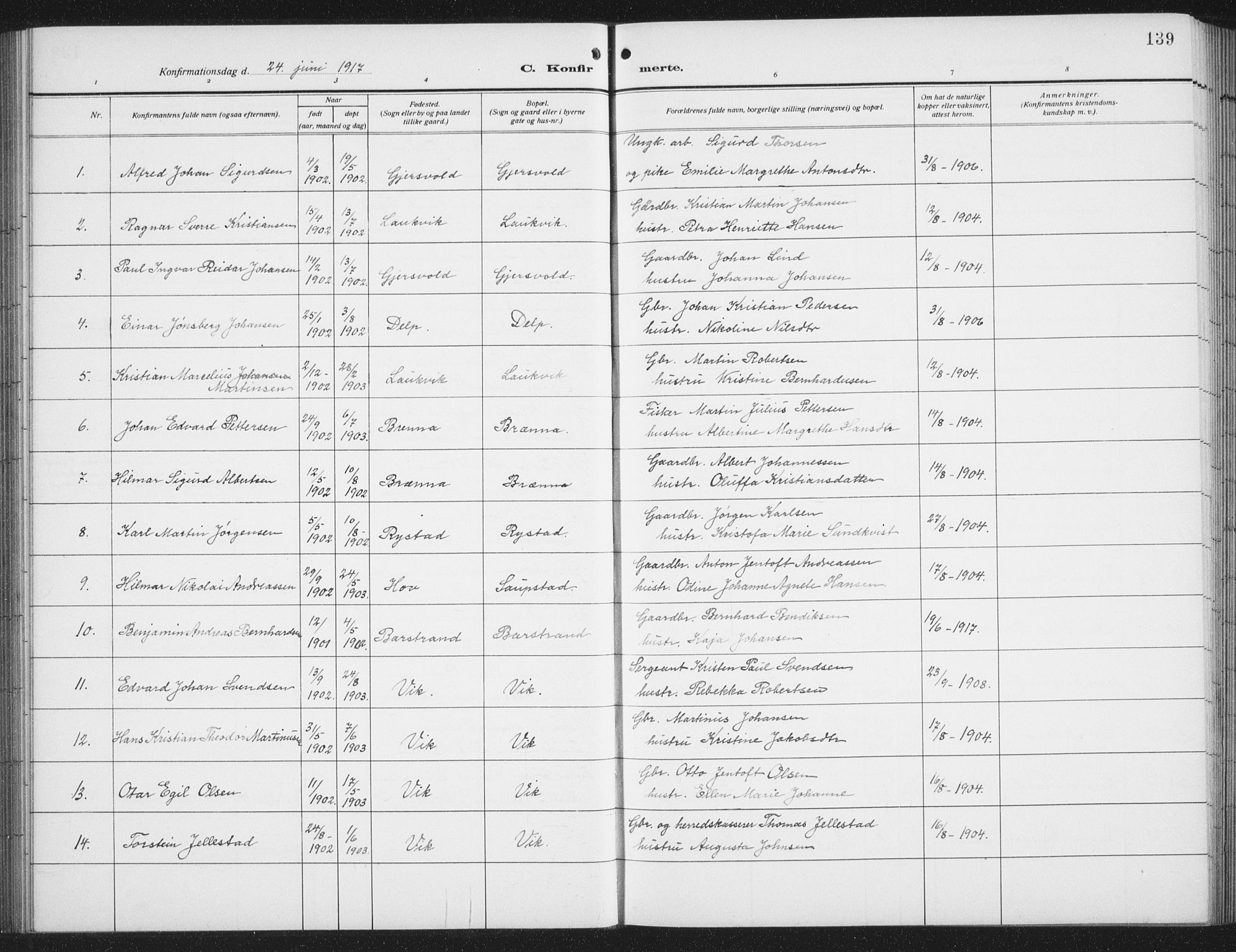 Ministerialprotokoller, klokkerbøker og fødselsregistre - Nordland, AV/SAT-A-1459/876/L1106: Klokkerbok nr. 876C05, 1915-1942, s. 139