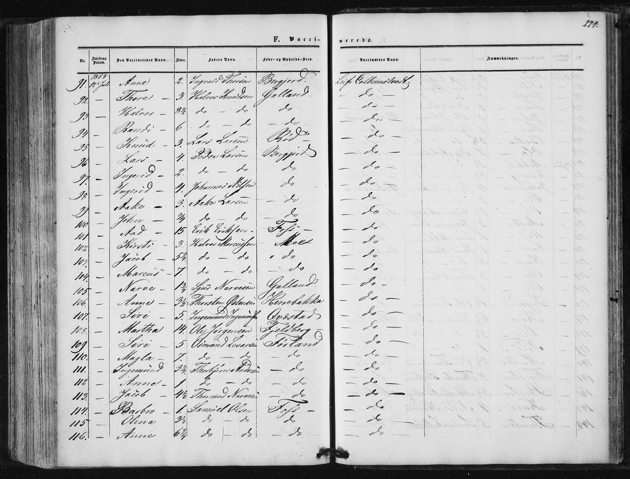 Suldal sokneprestkontor, AV/SAST-A-101845/01/IV/L0009: Ministerialbok nr. A 9, 1854-1868, s. 224
