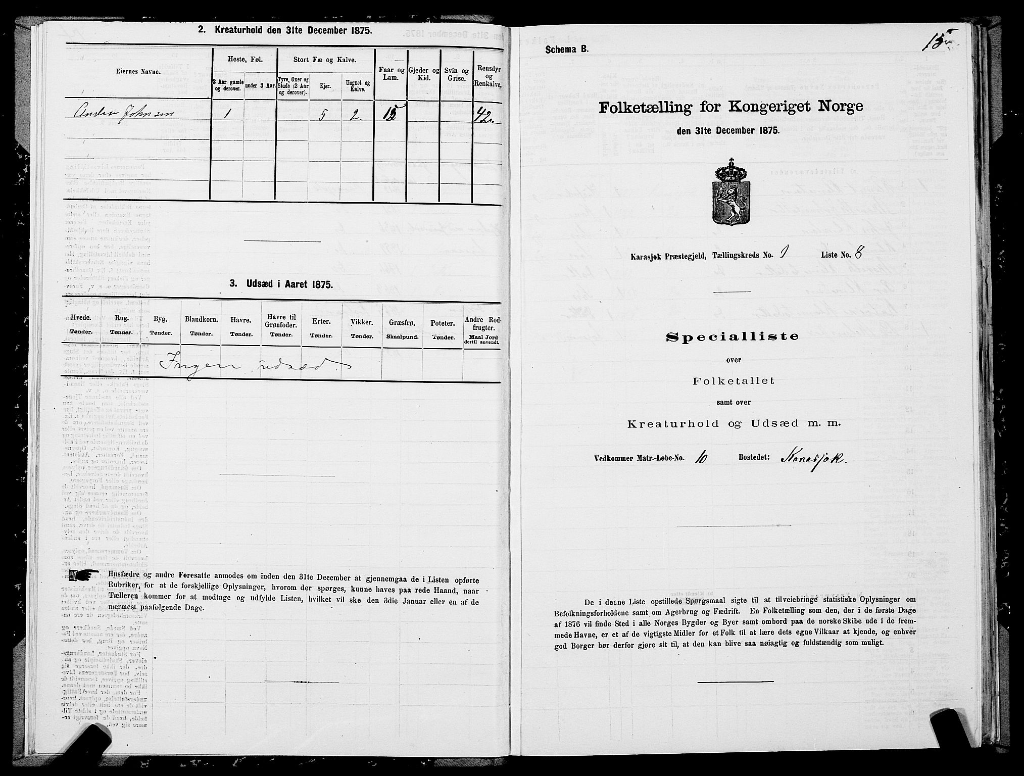SATØ, Folketelling 1875 for 2021P Karasjok prestegjeld, 1875, s. 1015