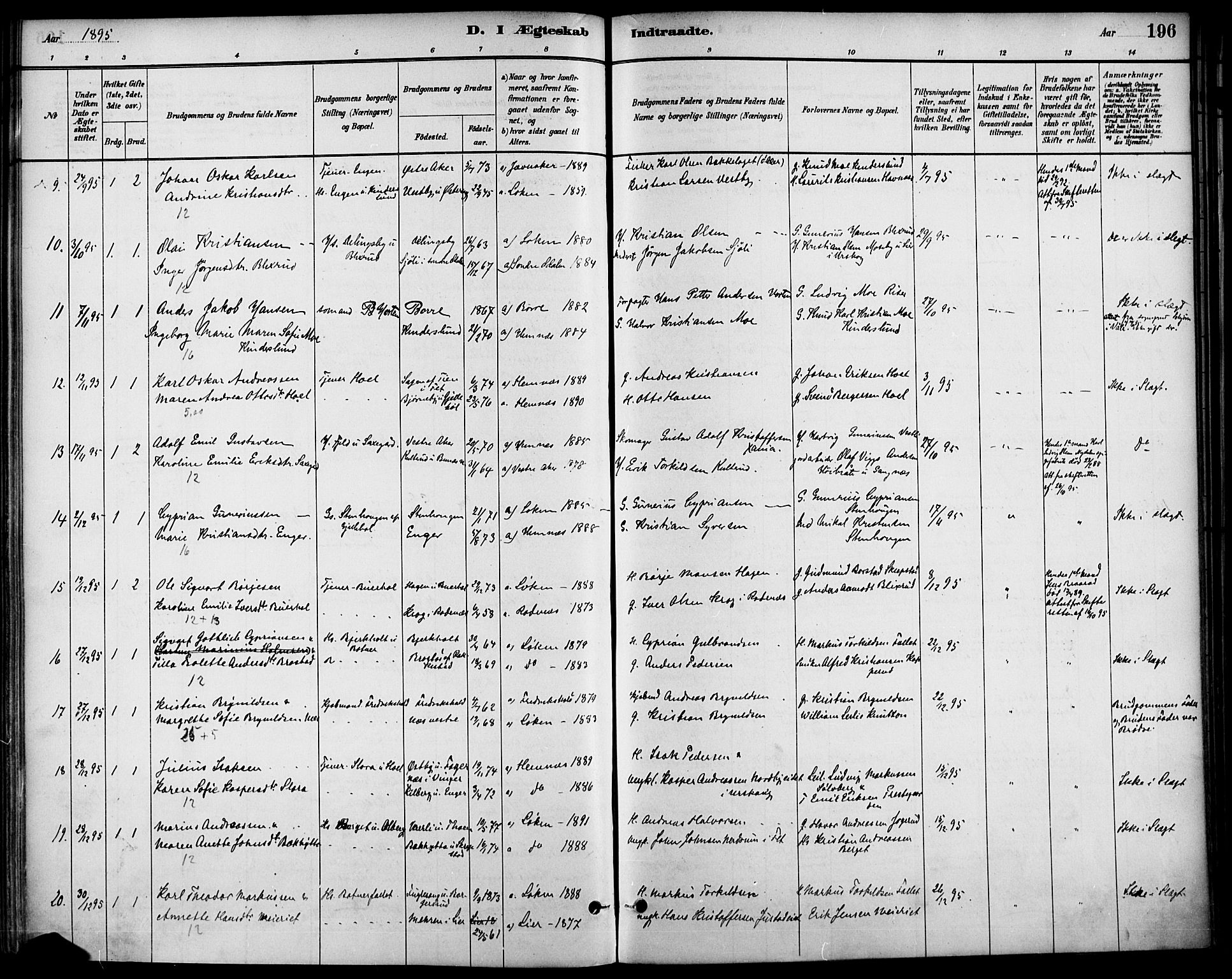 Høland prestekontor Kirkebøker, AV/SAO-A-10346a/F/Fa/L0013: Ministerialbok nr. I 13, 1880-1897, s. 196