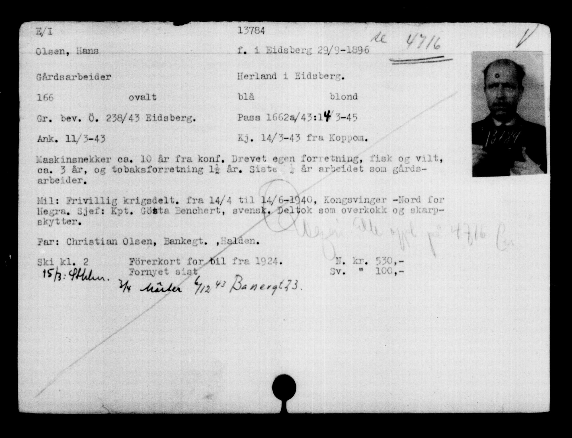 Den Kgl. Norske Legasjons Flyktningskontor, AV/RA-S-6753/V/Va/L0007: Kjesäterkartoteket.  Flyktningenr. 12700-15723, 1940-1945, s. 1235