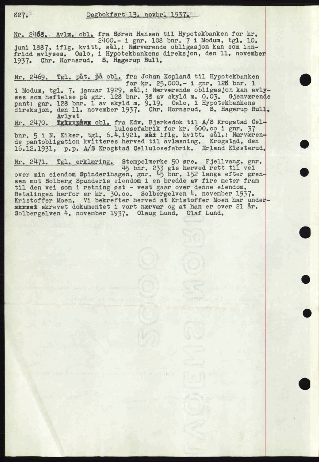 Eiker, Modum og Sigdal sorenskriveri, SAKO/A-123/G/Ga/Gab/L0036: Pantebok nr. A6, 1937-1937, Dagboknr: 2468/1937