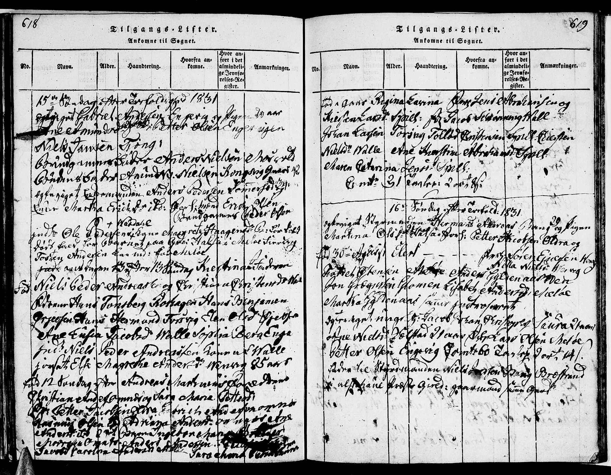 Ministerialprotokoller, klokkerbøker og fødselsregistre - Nordland, AV/SAT-A-1459/841/L0616: Klokkerbok nr. 841C01 /1, 1820-1832, s. 618-619