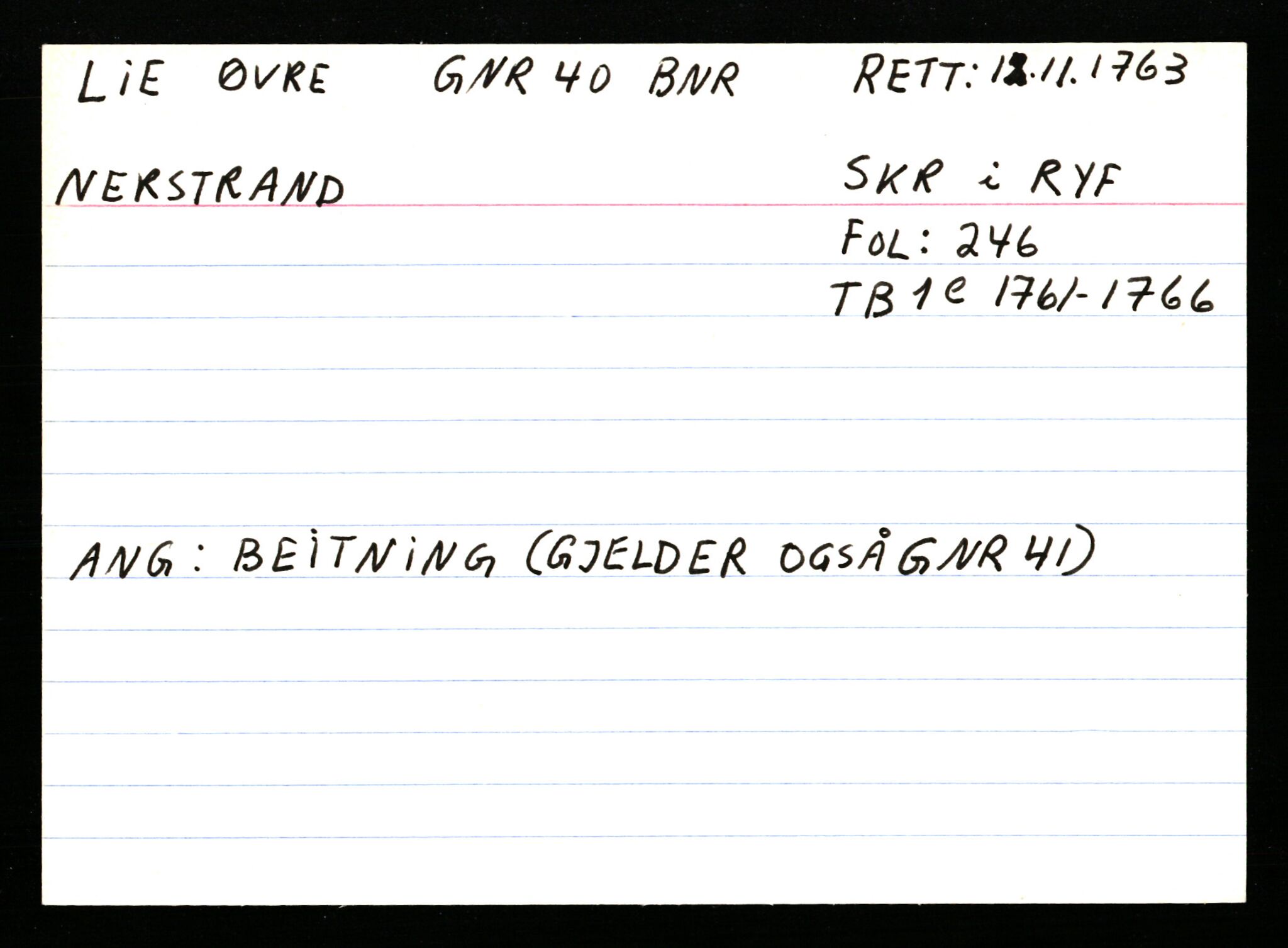 Statsarkivet i Stavanger, AV/SAST-A-101971/03/Y/Ym/L0035: Åstedskort sortert etter gårdsnavn: Leiranger - Lindanger, 1600-1950, s. 290