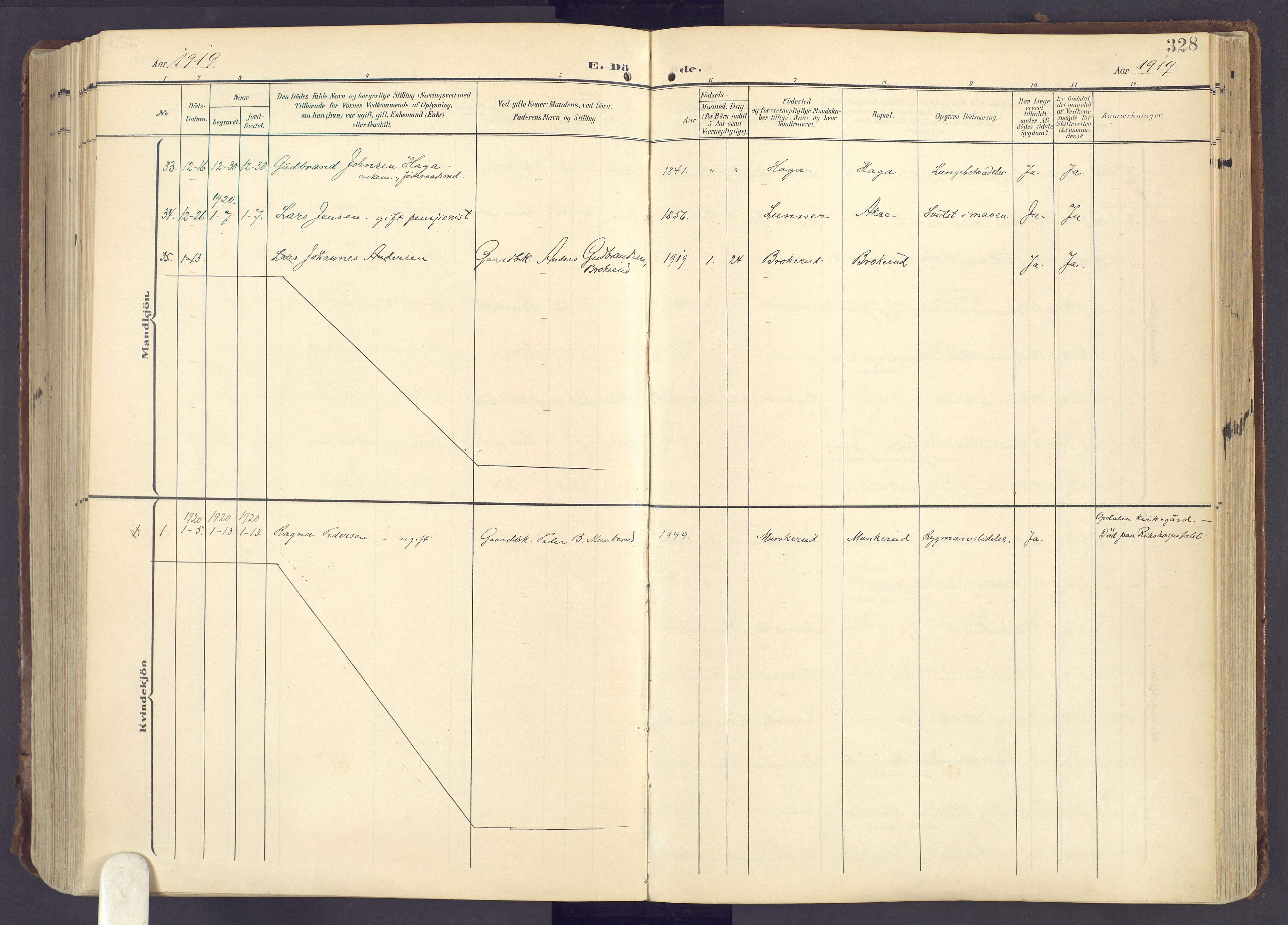 Lunner prestekontor, AV/SAH-PREST-118/H/Ha/Haa/L0001: Ministerialbok nr. 1, 1907-1922, s. 328