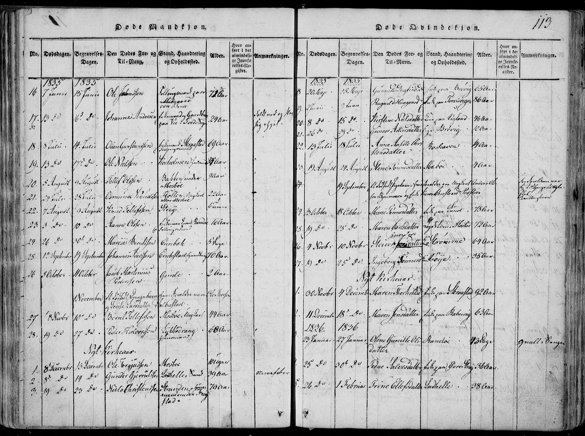 Oddernes sokneprestkontor, AV/SAK-1111-0033/F/Fa/Faa/L0005: Ministerialbok nr. A 5, 1820-1838, s. 113