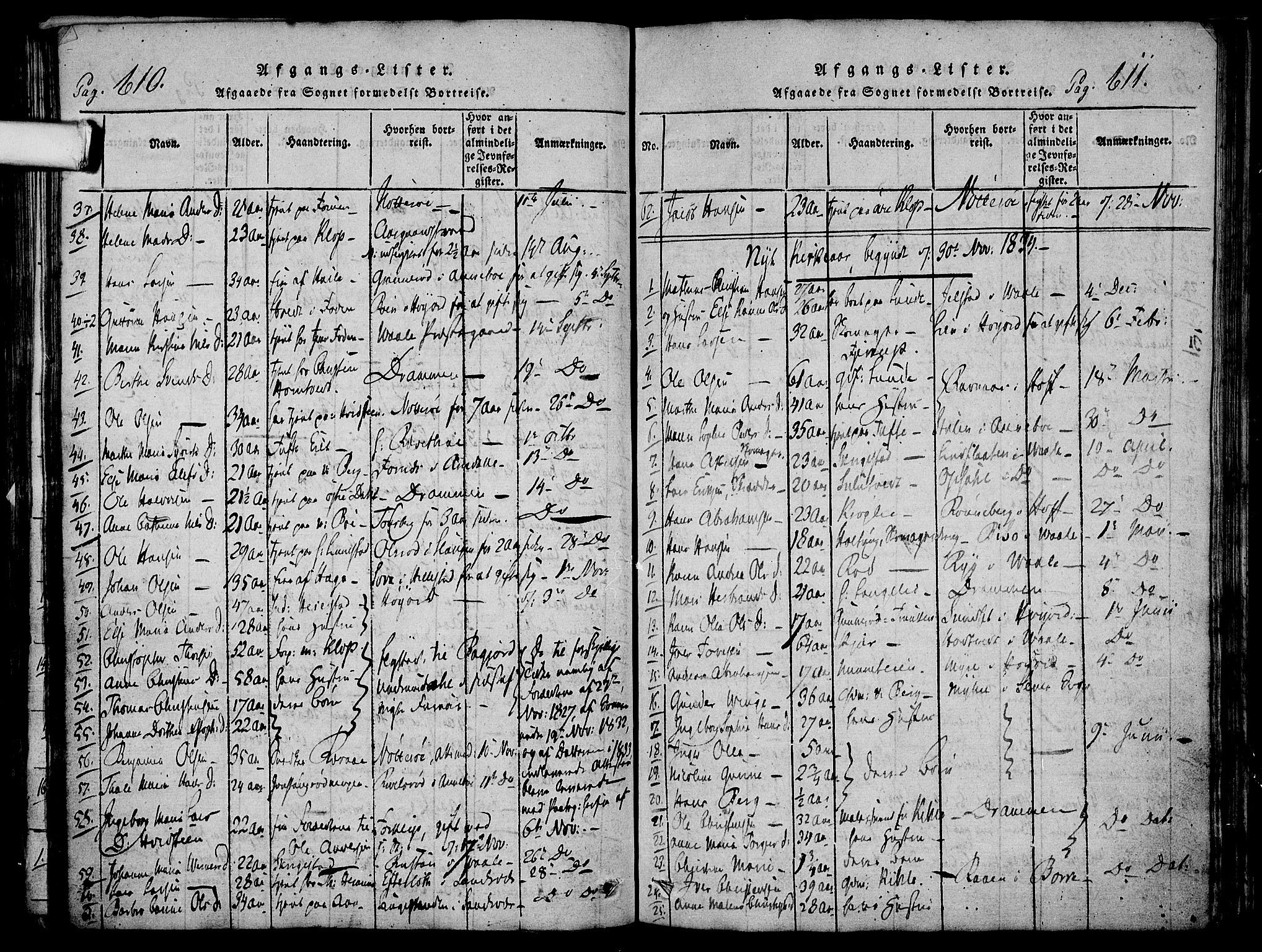 Ramnes kirkebøker, SAKO/A-314/F/Fa/L0004: Ministerialbok nr. I 4, 1813-1840, s. 610-611