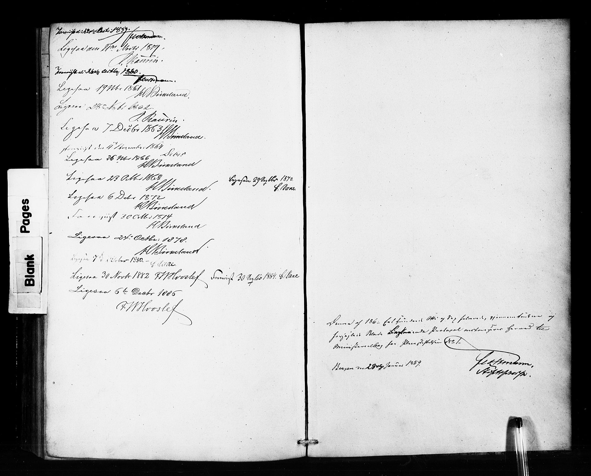 Pleiestiftelsen nr. 1 for spedalske sokneprestembete*, SAB/-: Ministerialbok nr. A 1, 1859-1886